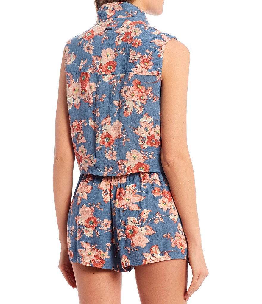 Volcom Coordinating Tied In Knots Button/Tie Front Tank Top