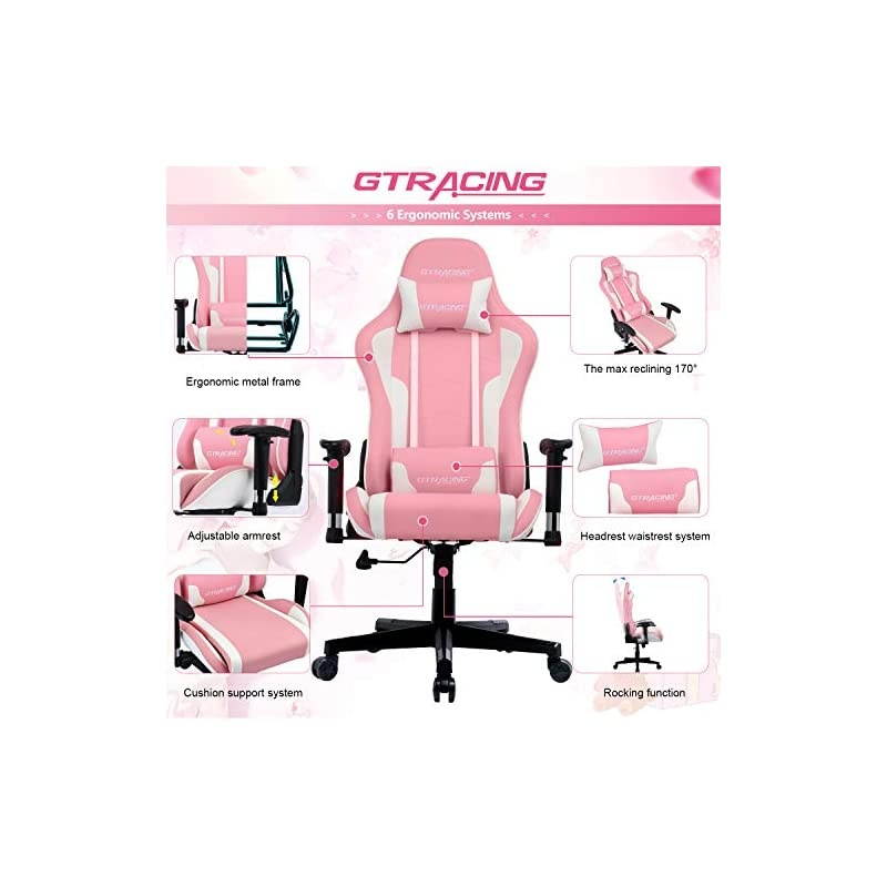 Gaming Chair with Speakers Bluetooth Music Video Game Chair Audio Ergonomic Design Heavy Duty Office Computer Desk Chair Gt890M,Blue (Blue)