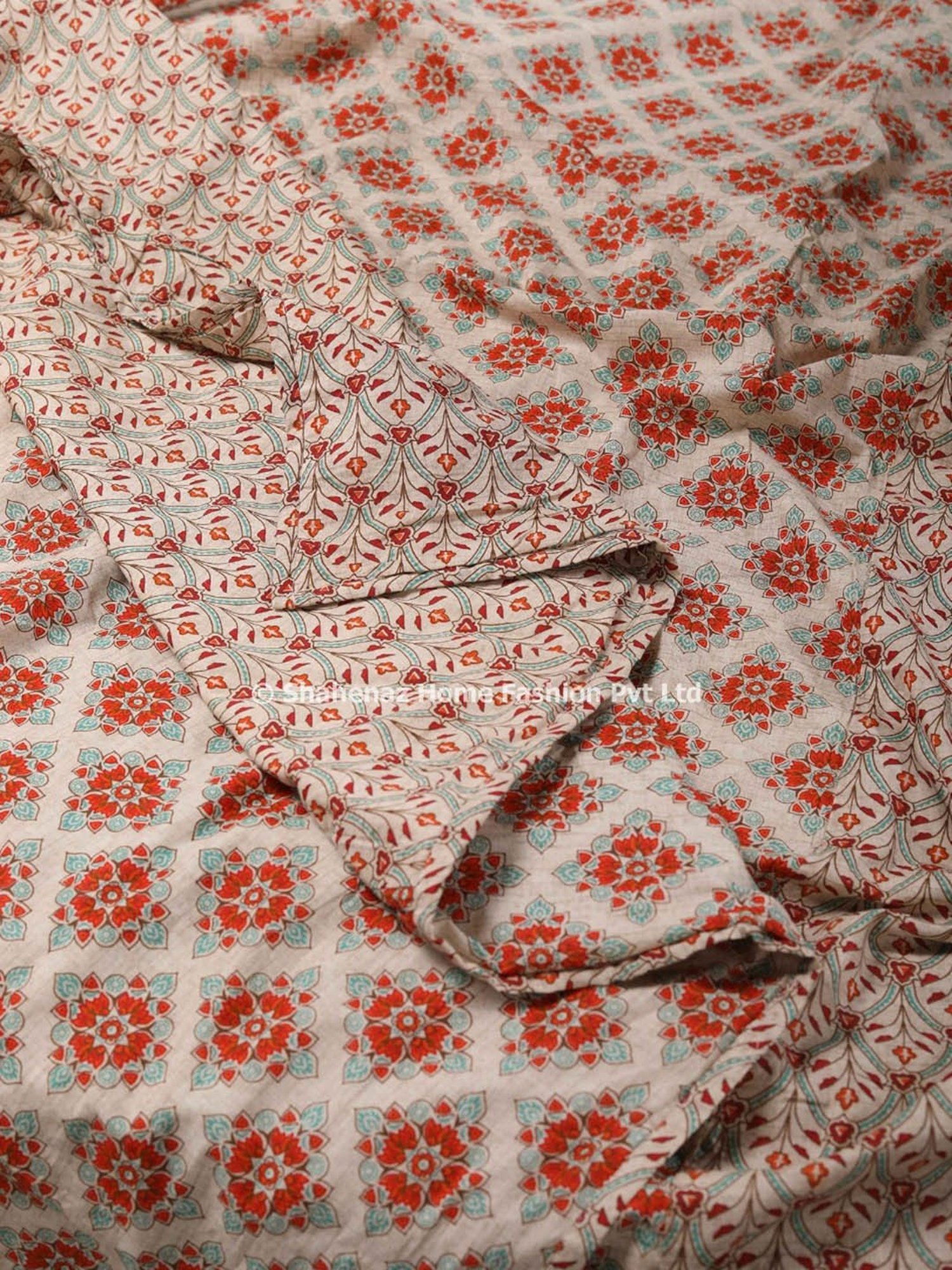 Shahenaz Anjali Floral Orange Cotton Double Reversible Dohar