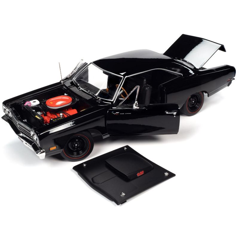 1969/5 Plymouth Road Runner Hardtop Black Velvet with Matt Black Hood "Muscle Car & Corvette Nationals" (MCACN) 1/18 Diecast Model Car by Autoworld