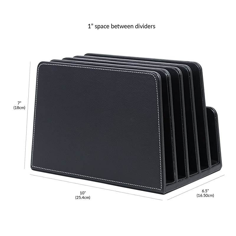 Multi Device Stand Organizer for Smartphones Tablets and Laptops Black PU Executive Leather 5 Slots