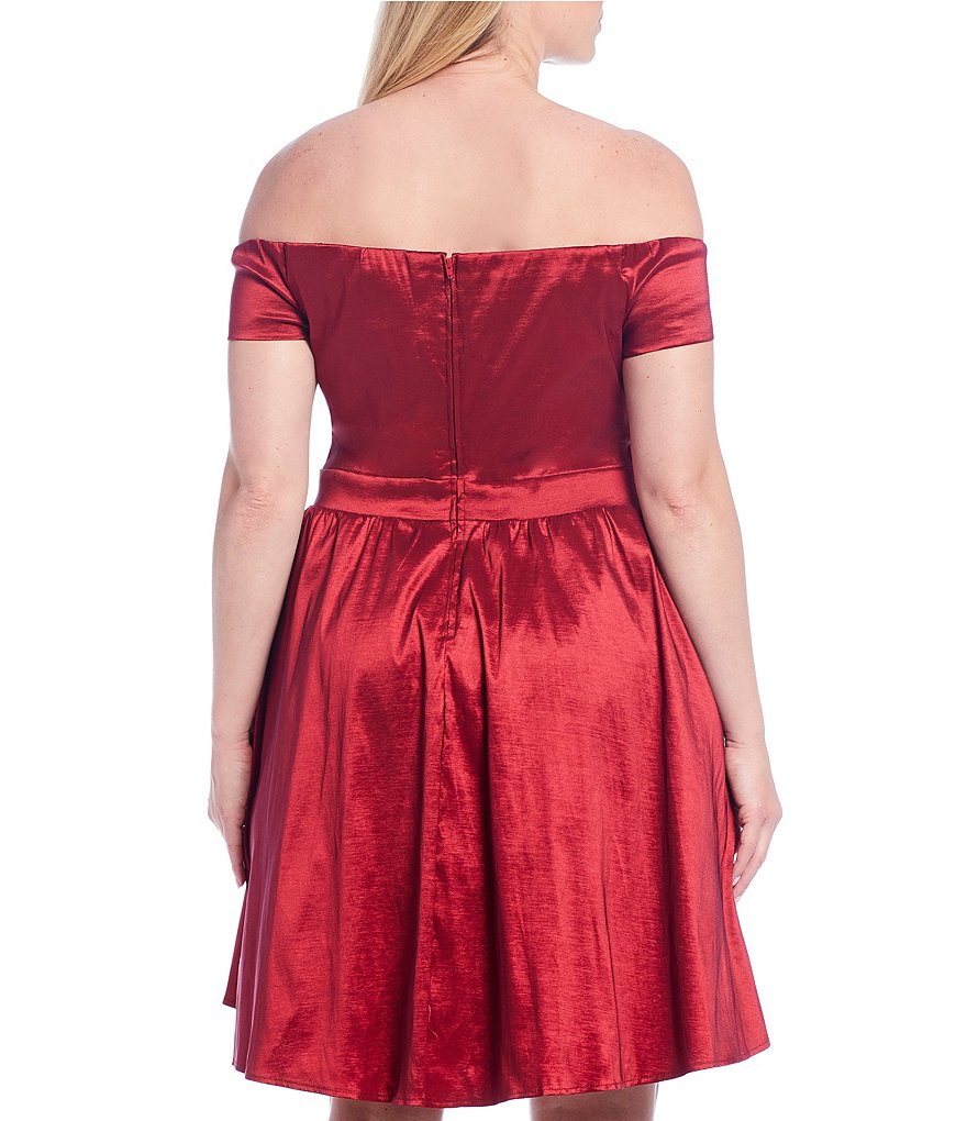 B. Darlin Plus Off-the-Shoulder Taffeta Fit & Flare Dress