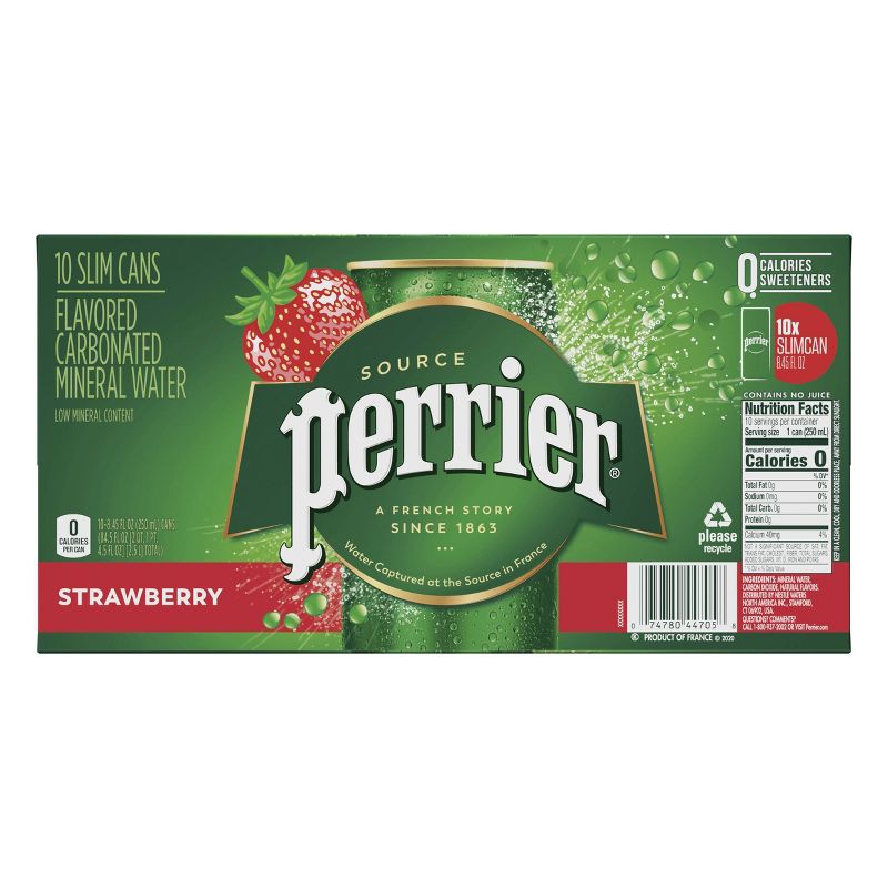 Perrier Strawberry Flavored Carbonated Mineral Water - 10pk/8.45 fl oz Cans