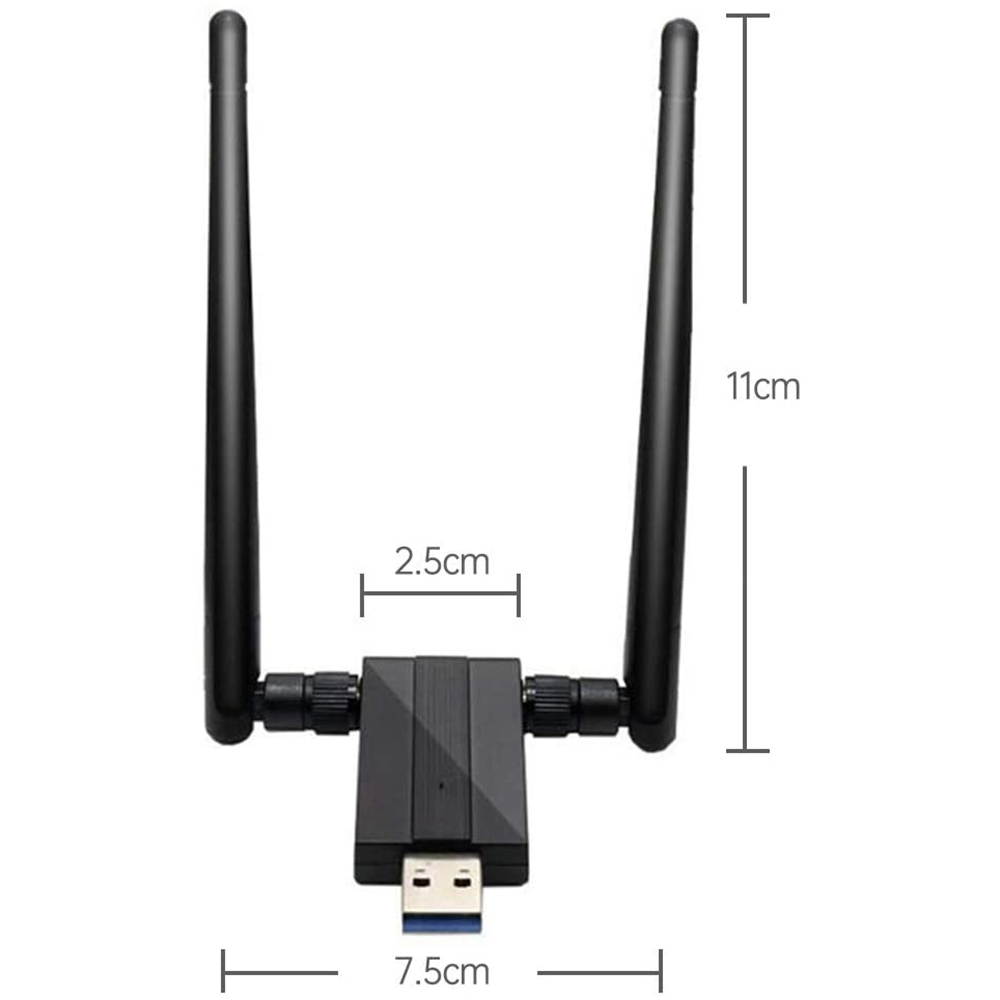 USB WIFI Adapter 1200M USB 3.0 Wireless Wifi Dongle 5G/866Mbps 2.4G/300Mbps 5dBi Dual Band Antenna 802.11 AC Wireless Network Adapter for Desktop/PC/Laptop Windows XP/Vista/7/8/10