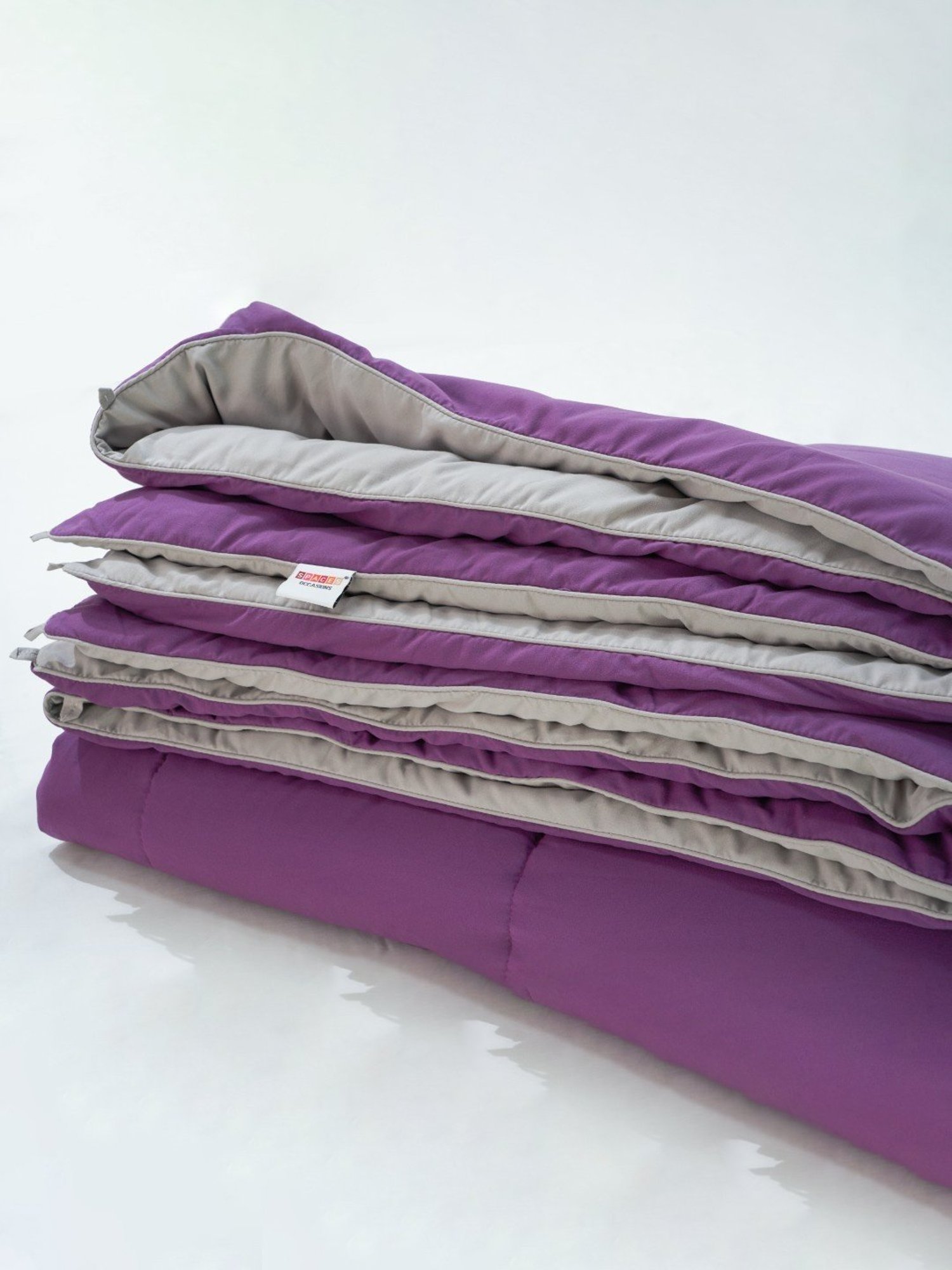 Spaces Silkysoy Solid Violet & Gray 90 GSM Microfibre Single Bed Quilt