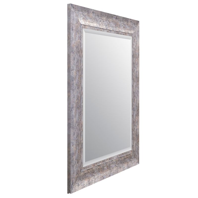 16"x20" Distressed Scoop Framed Beveled Wall Accent Mirror Silver - Gallery Solutions