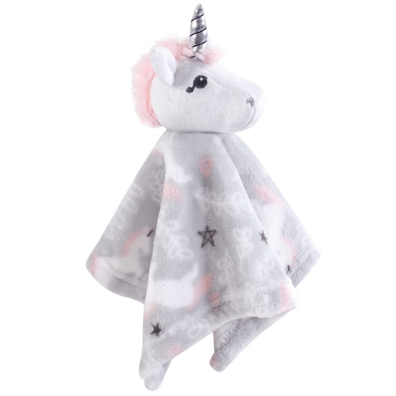 Hudson Baby Infant Girl Animal Face Security Blanket, Whimsical Unicorn, One Size