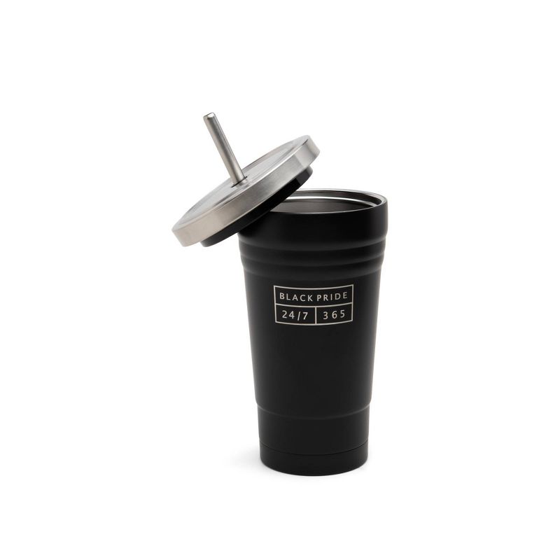 Stainless Steel Tumbler with Straw 17oz Black Pride - DesignWorks Ink