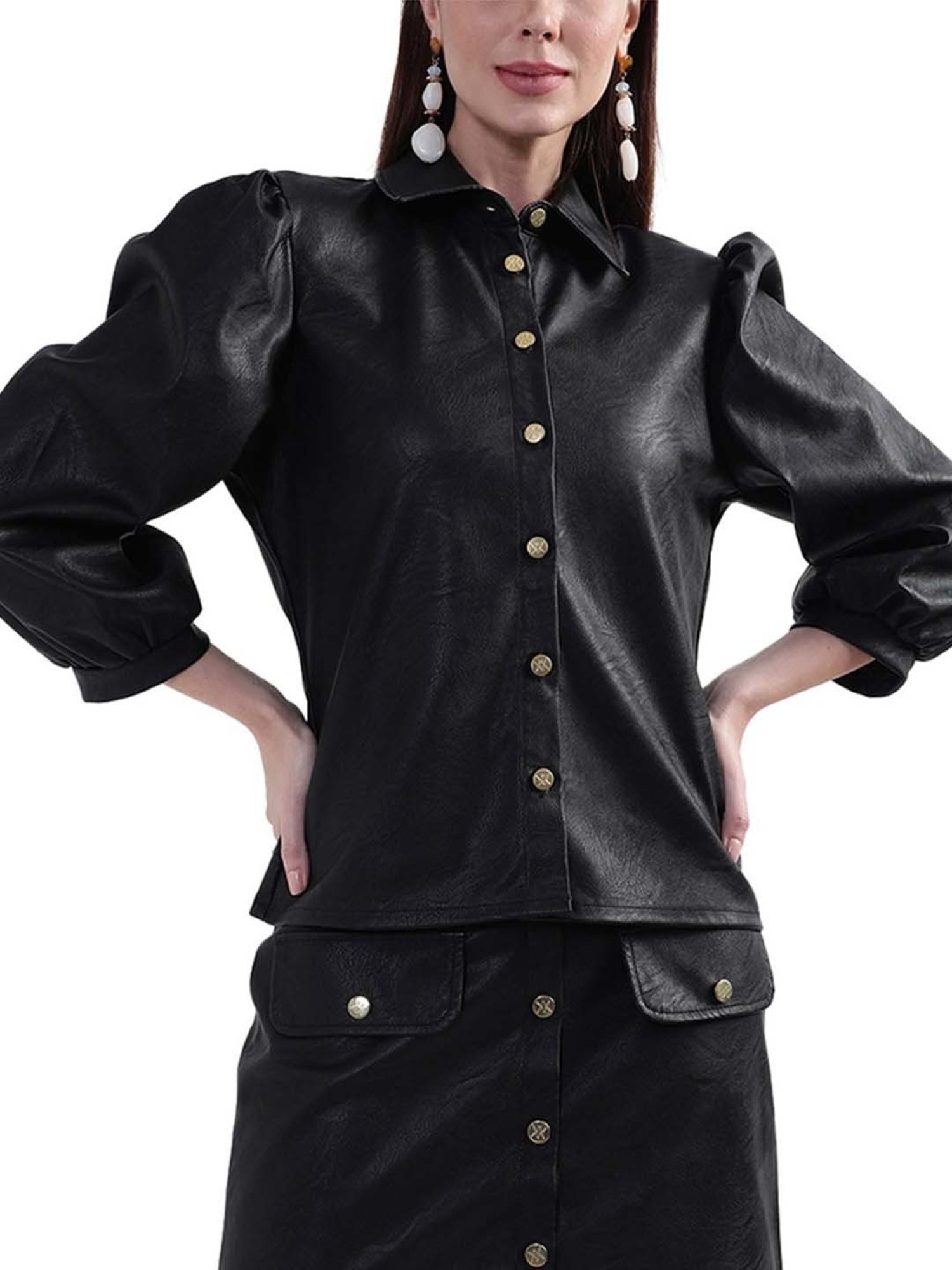 KENDALL + KYLIE Black Regular Fit Shirt