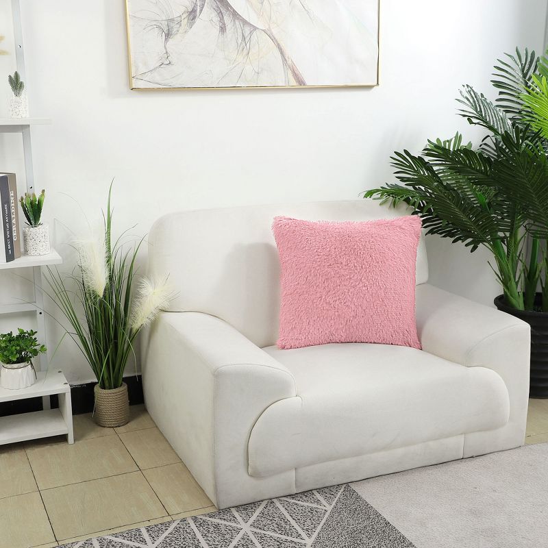 1 Pc 20" x 20" Polyester Fuzzy Decorative Pillow Cover Pink - PiccoCasa
