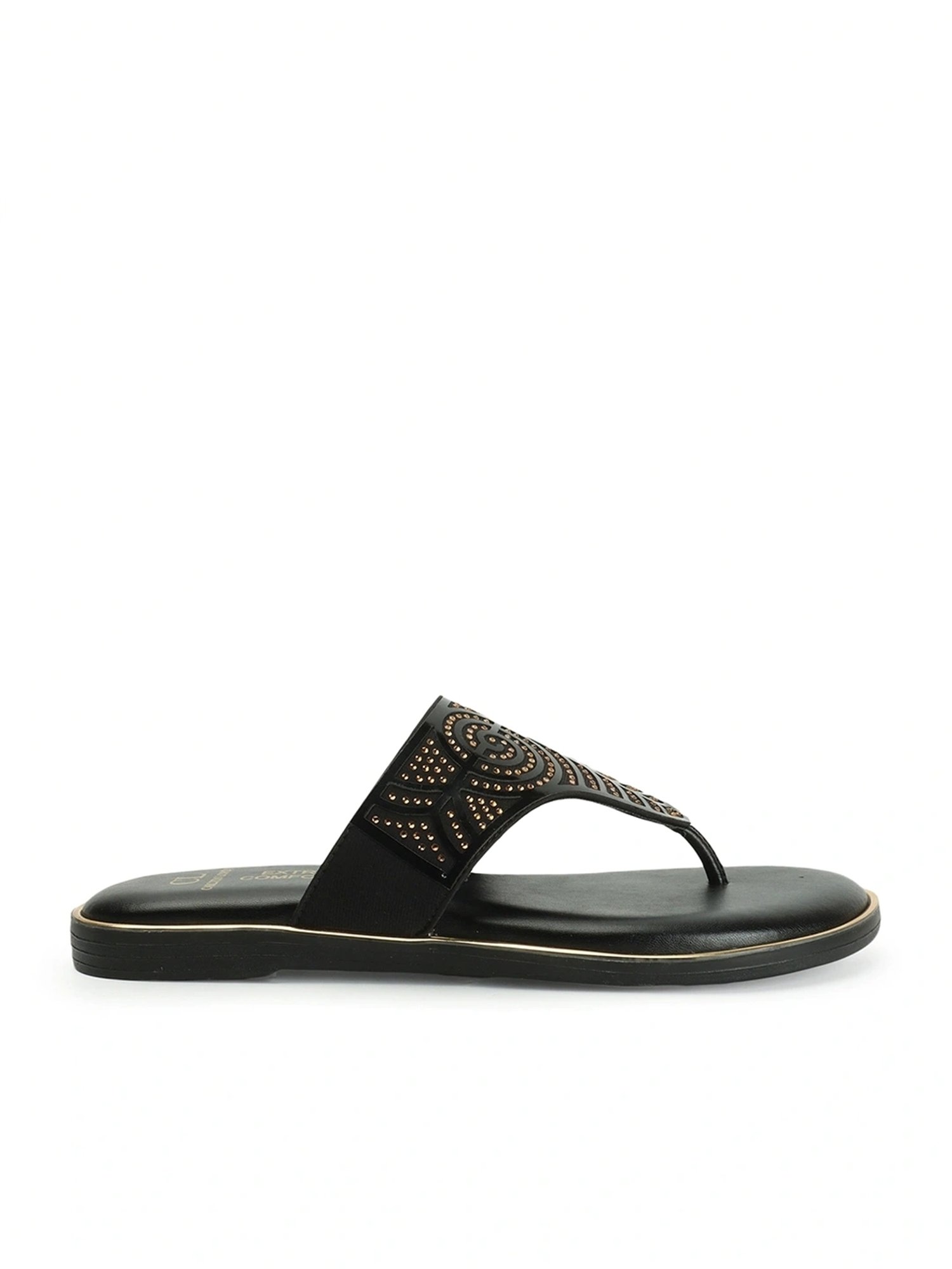 Carlton London Women's Black Thong Sandals