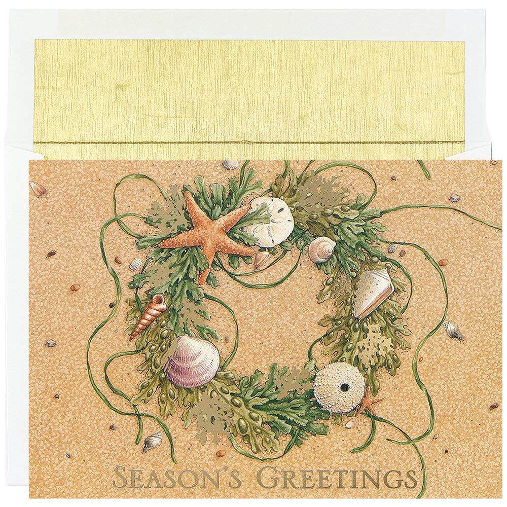 Great Papers! Holiday Greeting Card, Beach Wreath, 18 Cards/18 Envelopes, 7.875" x 5.625" (4823)