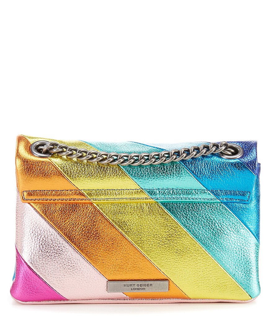 Kurt Geiger London Mini Kensington Metallic Rainbow Striped Crossbody Bag