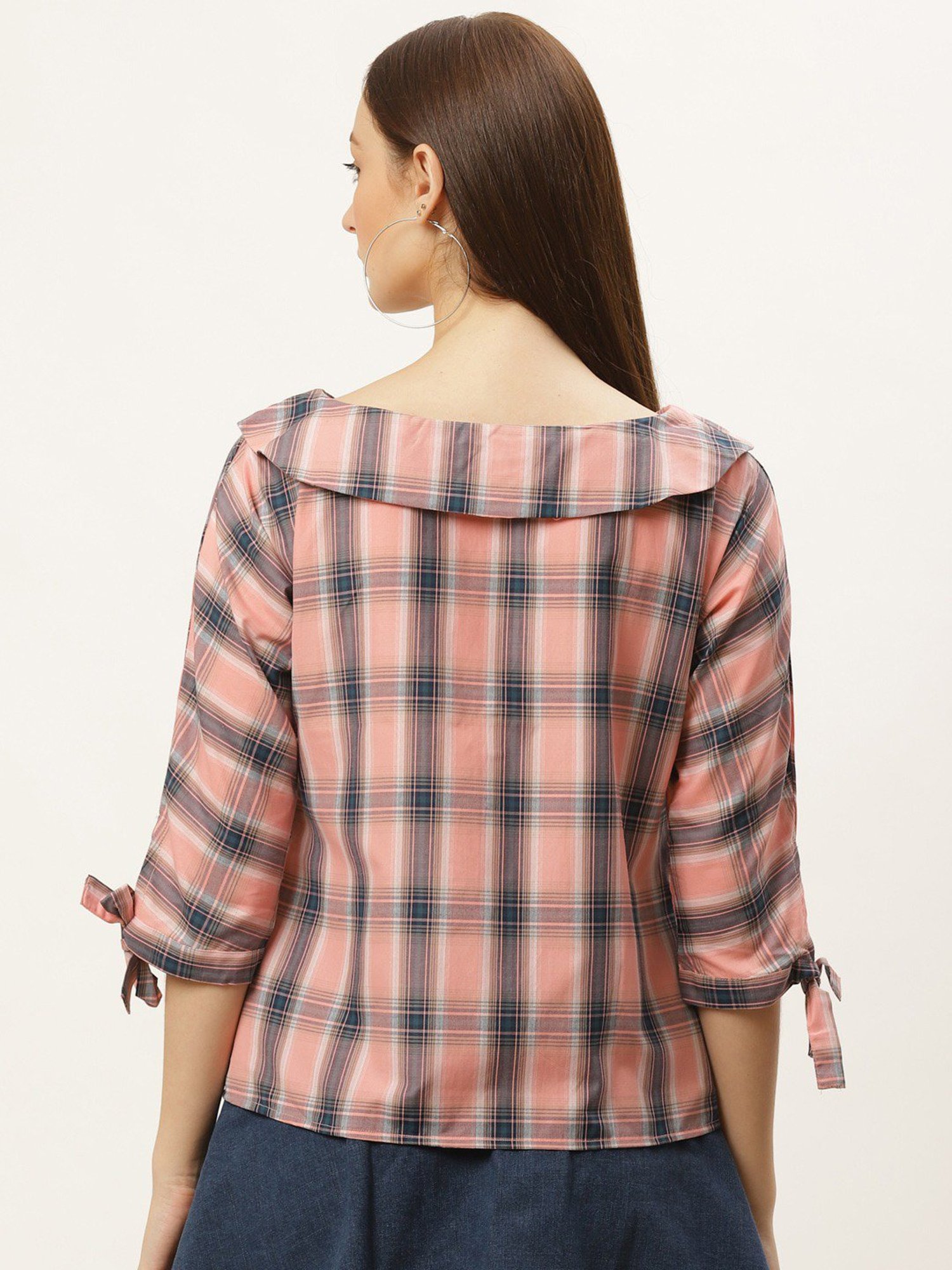 Style Quotient Pink & Navy Checks Top
