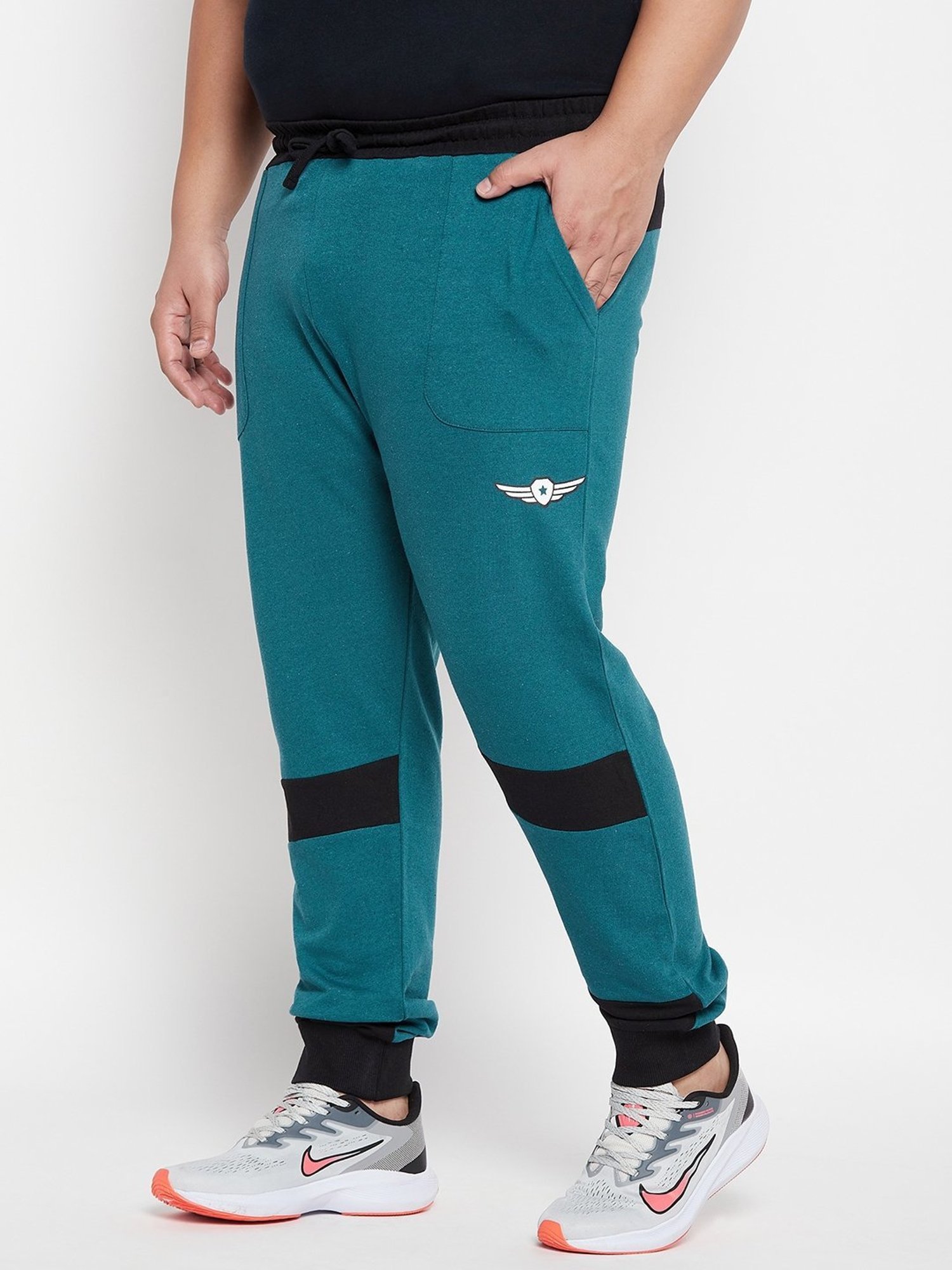 Bigbanana Royal Blue Cotton Regular Fit Colour Block Joggers