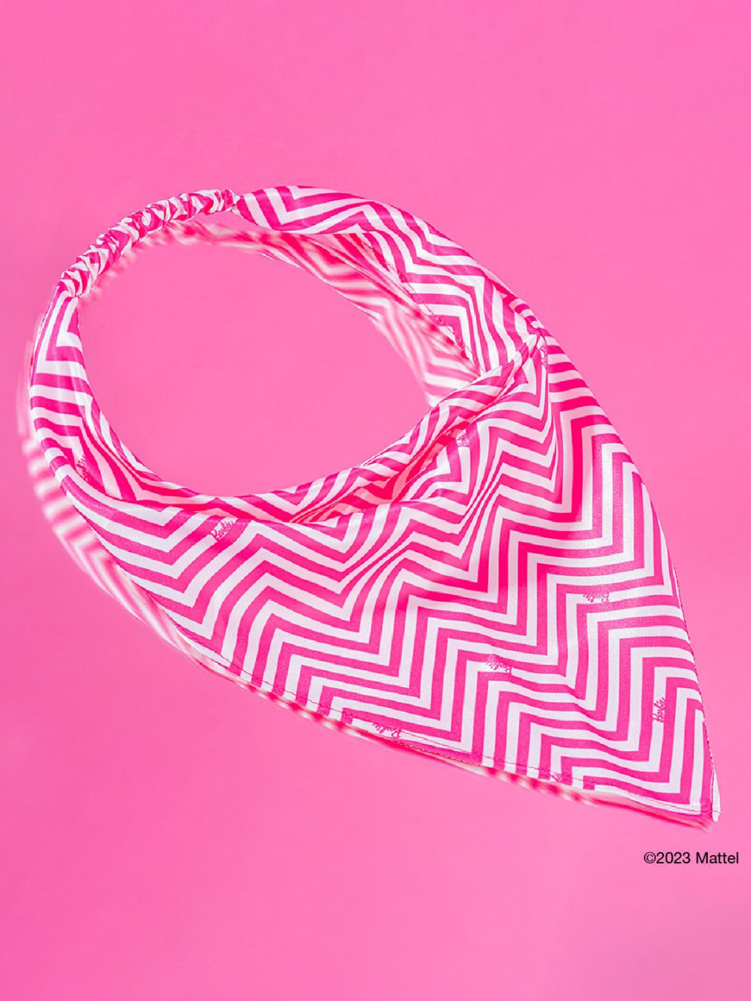 Hair Drama Company Barbie Chevron Pink Printed Headscarf Rubberband Bandana