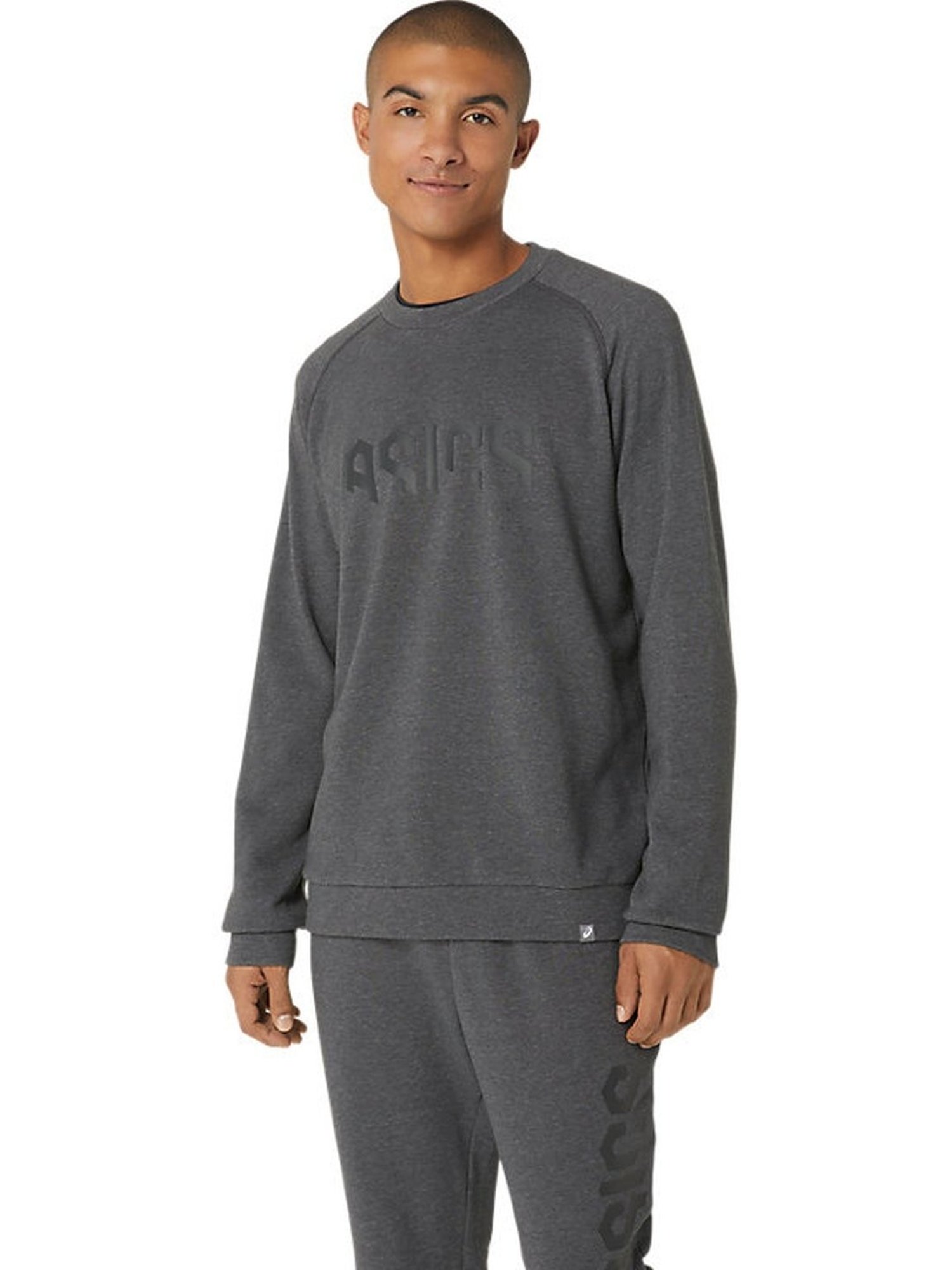 Asics Graphite Grey Heather Regular Fit Printed Sweatshirt