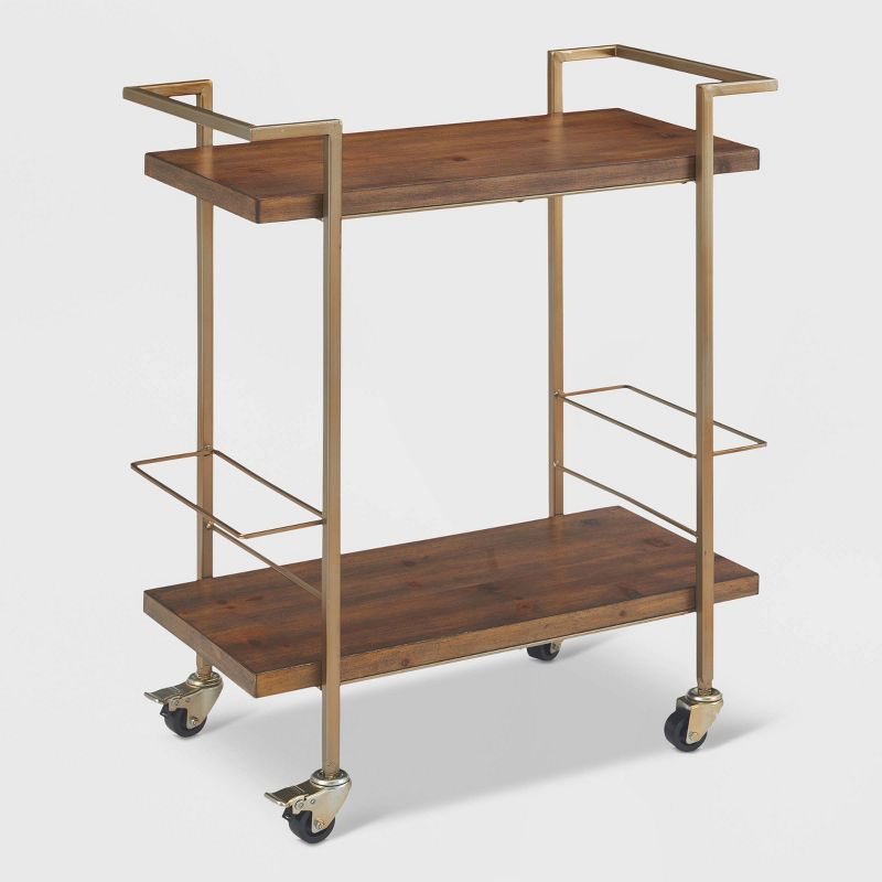 Flash Furniture Castleberry Rustic Wood Grain and Iron Kitchen Serving and Bar Cart
