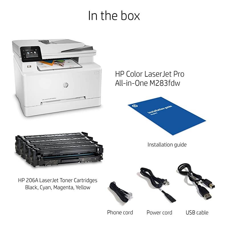 Color LaserJet Pro M283fdw Wireless All-in-One Laser Printer, Remote Mobile Print, Scan & Copy, Duplex Printing, Works with Alexa (7KW75A)