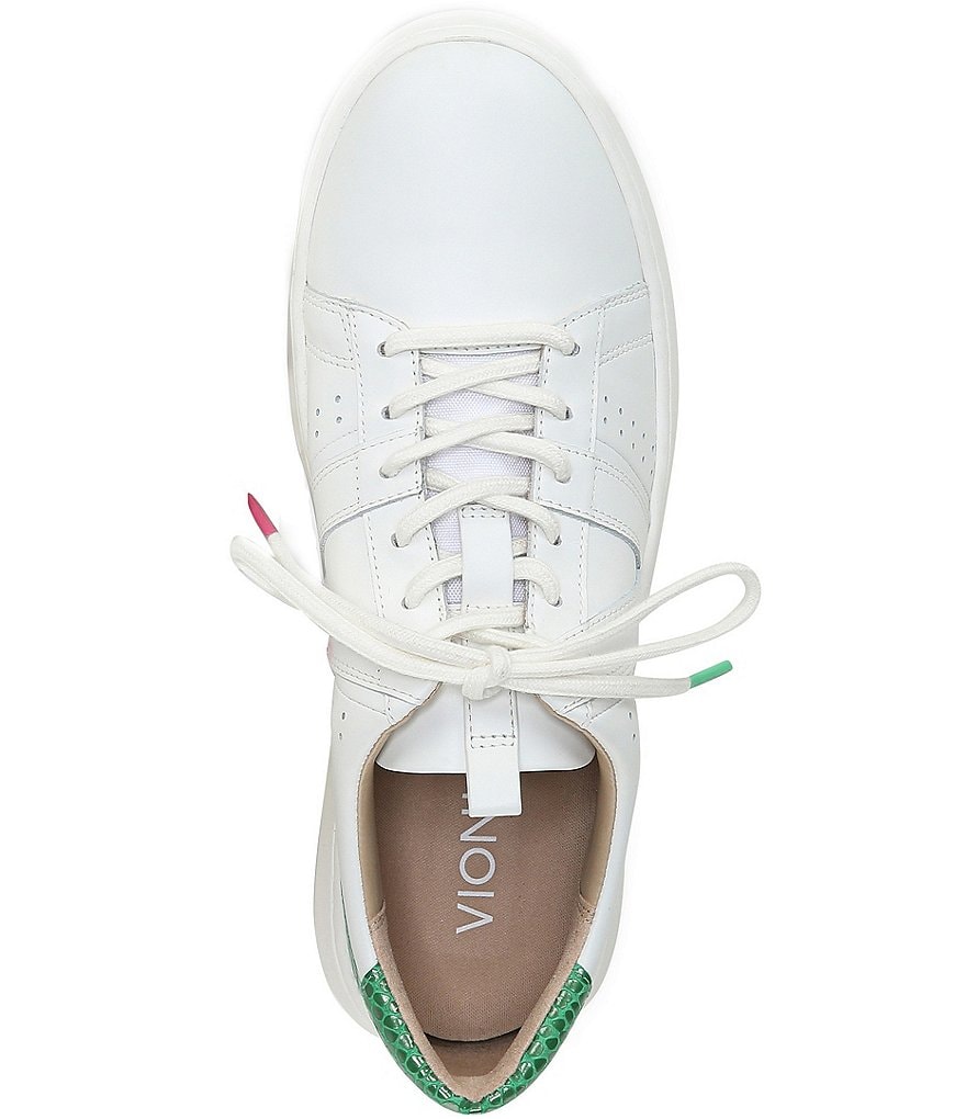 Vionic Simasa Leather Lizard Print Accent Lace-Up Platform Sneakers
