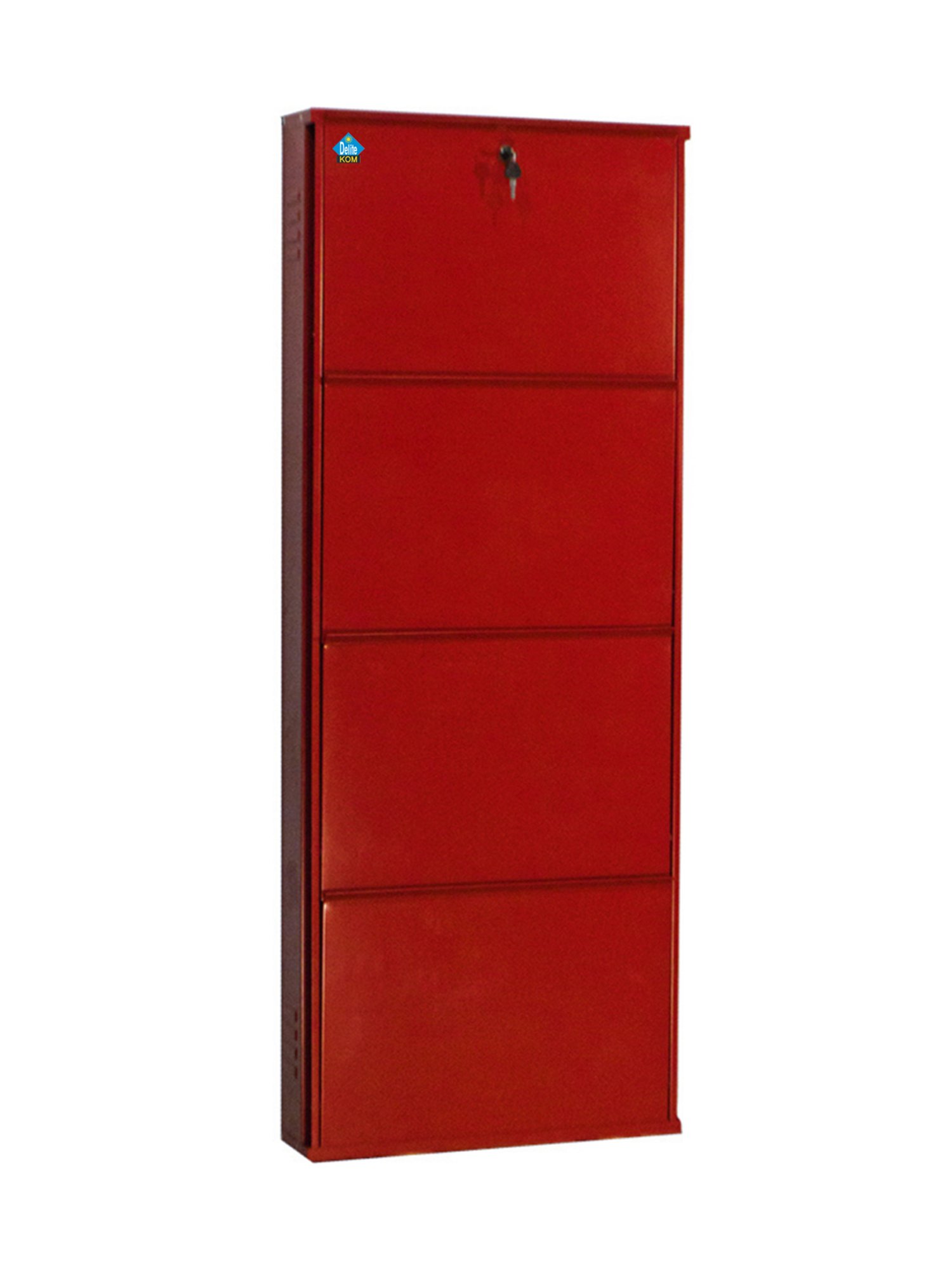 Delite Kom Metal Shoe Rack - 20" 4 Shelf, Brick Red, PowderCoat, Wall Mount, DIY