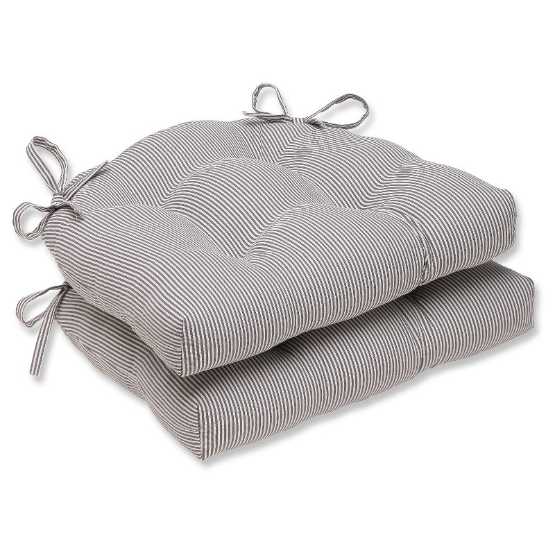 Gray Oxford Reversible Chair Pad (Set Of 2) (16.5"X15.5") - Pillow Perfect