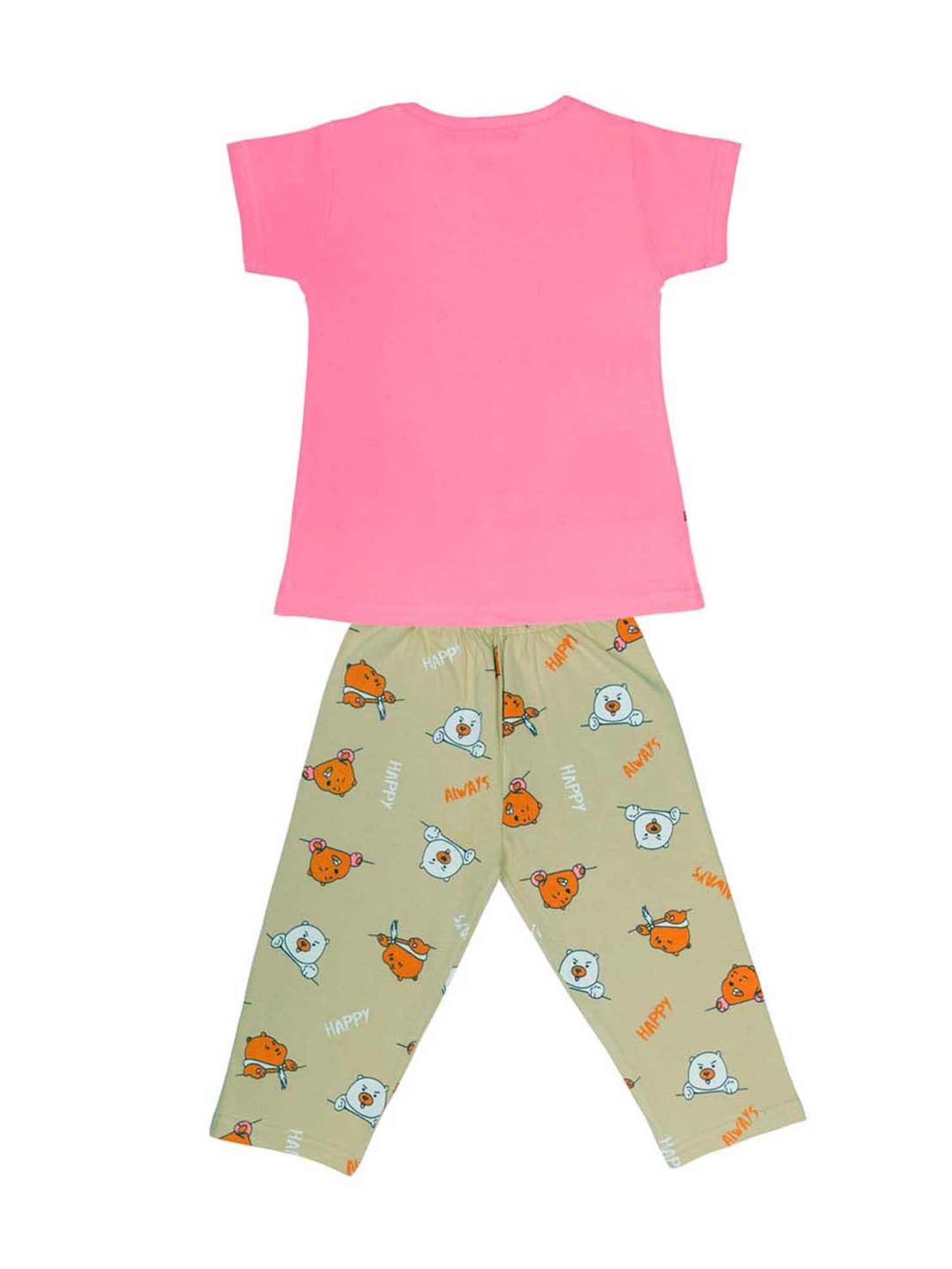 Todd N Teen Kids Blue & Pink Cotton Printed T-Shirt & Capris - Pack of 2