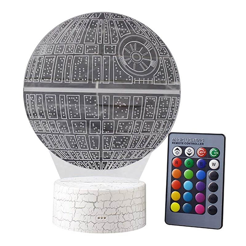 3D Illusion Star Wars Night Light Three Pattern Death StarMillennium FalconStarships Interstellar 7 Color Change Decor Lamp Desk Table Night Light Lamp for Kids Children Holiday Gift