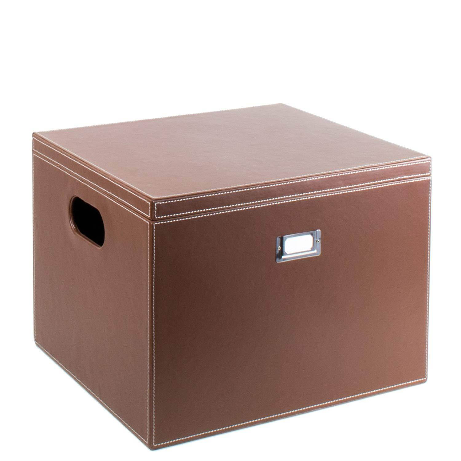 G.U.S. Decorative Office File and Portable Storage Box For Hanging Folders Letter Or Legal, Brown