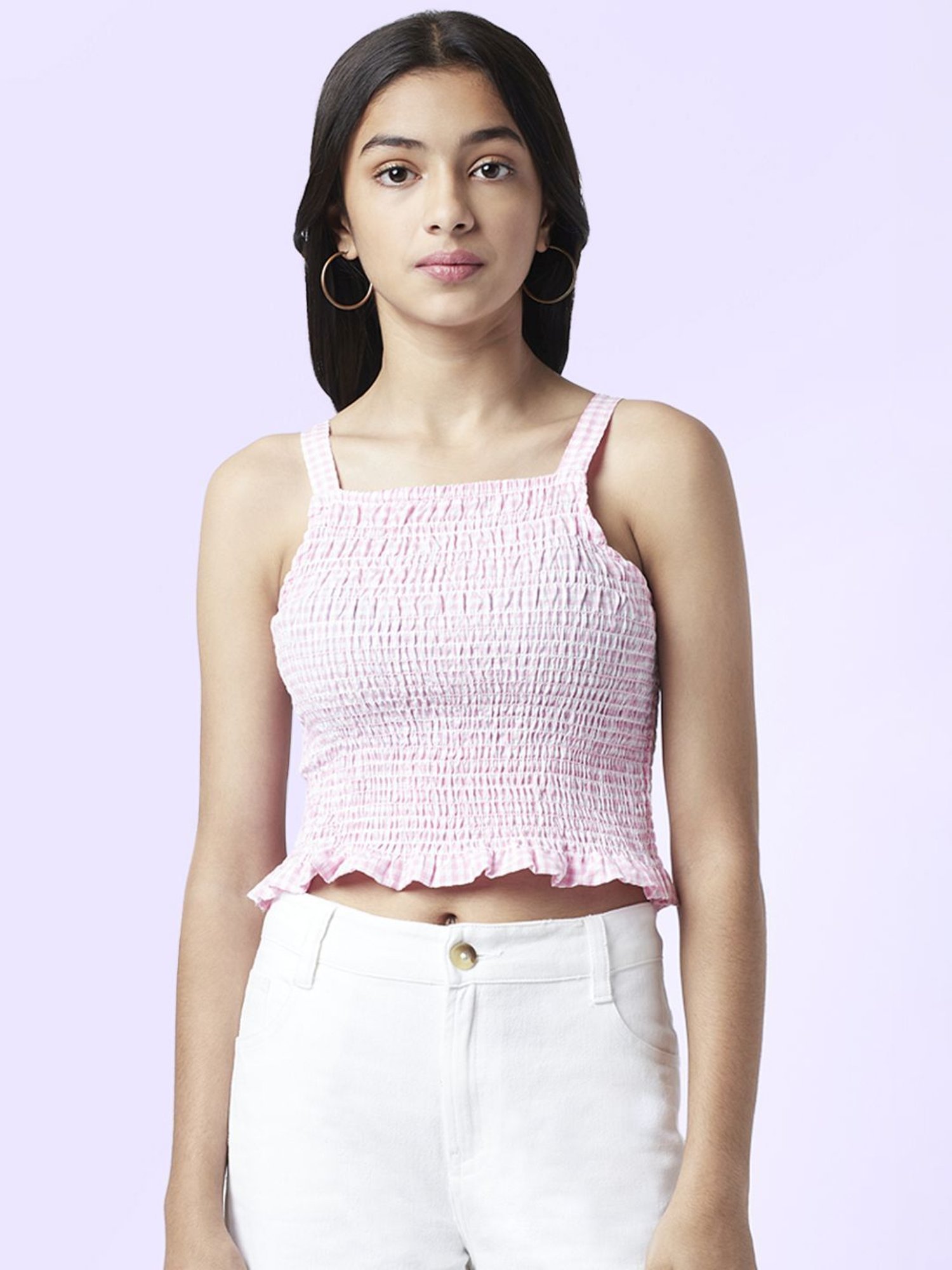 Coolsters by Pantaloons Kids Pink & White Cotton Regular Fit Full Sleeves Shirt Set