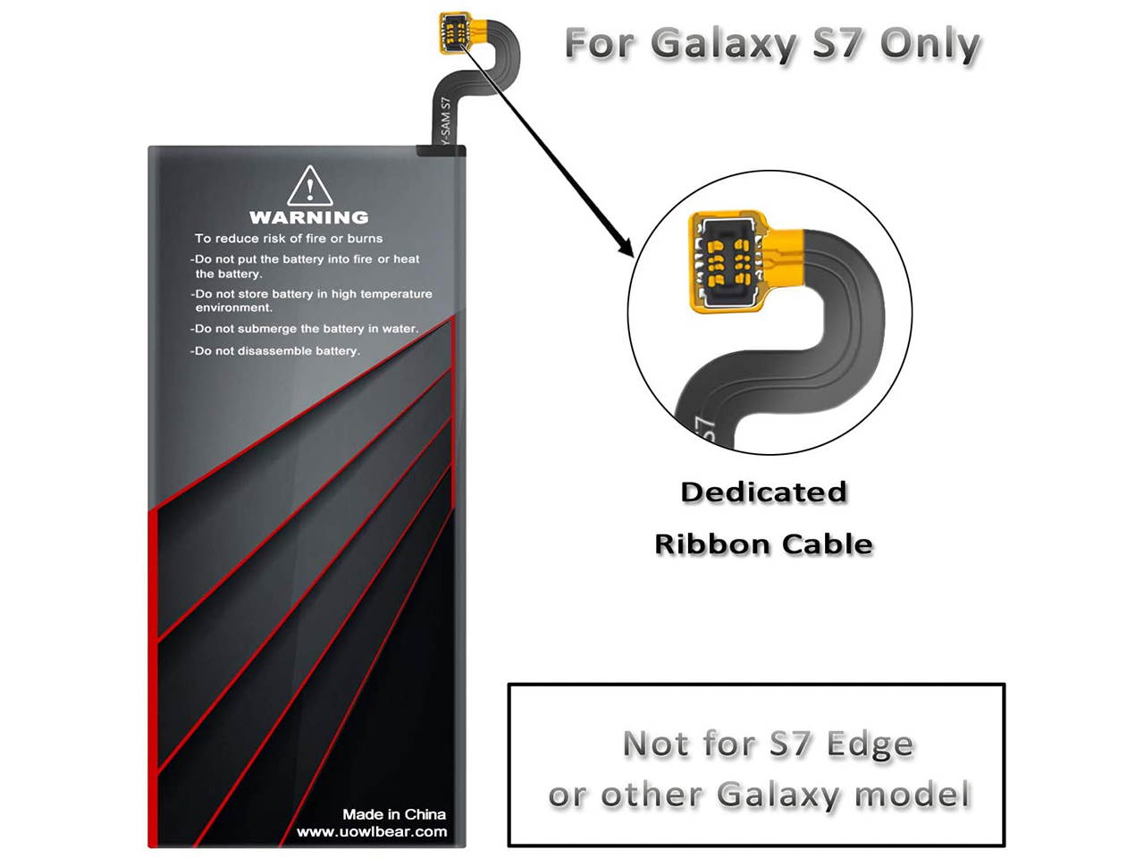 uowlbear Replacement S7 Battery for Samsung Galaxy S7 G930 G930V G930A G930T G930P with Complete Replacement Kits - 3300mAh High Capacity