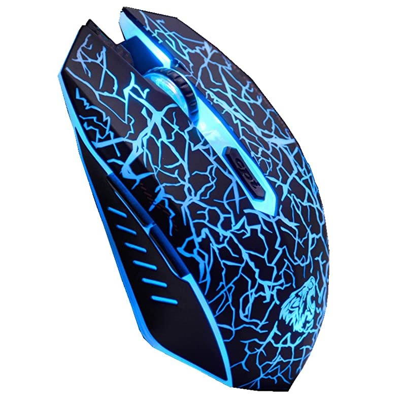 C10 Wireless Gaming Mouse Rechargeable Silent Optical Mice 7 Colors LED Lights, 7 Buttons 2400/1600/800DPI (Black)