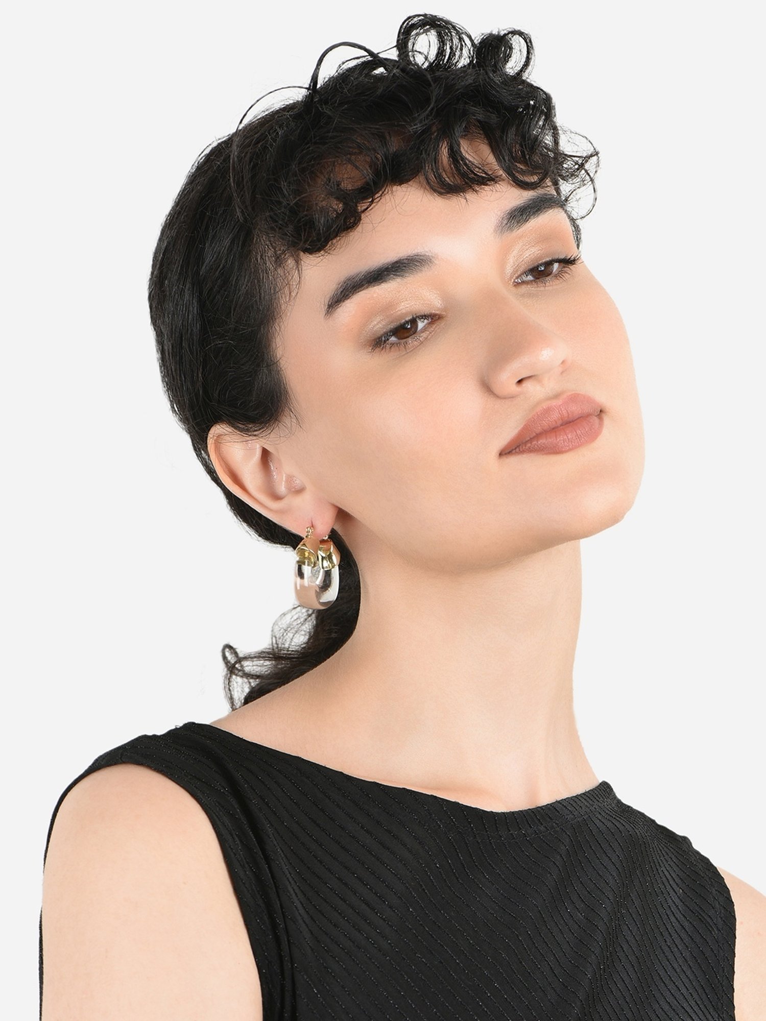 ToniQ Cute Casual Look Alloy White Hoop Earrings for Women