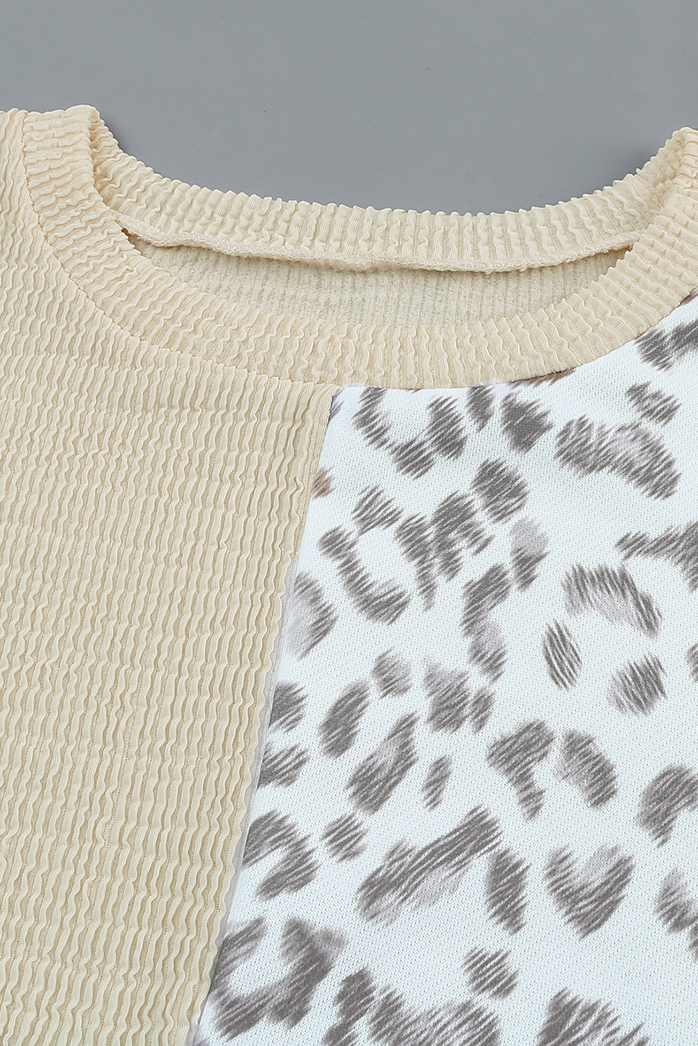 Cheetah Print Color Block Casual Pullover Long Sleeve Top