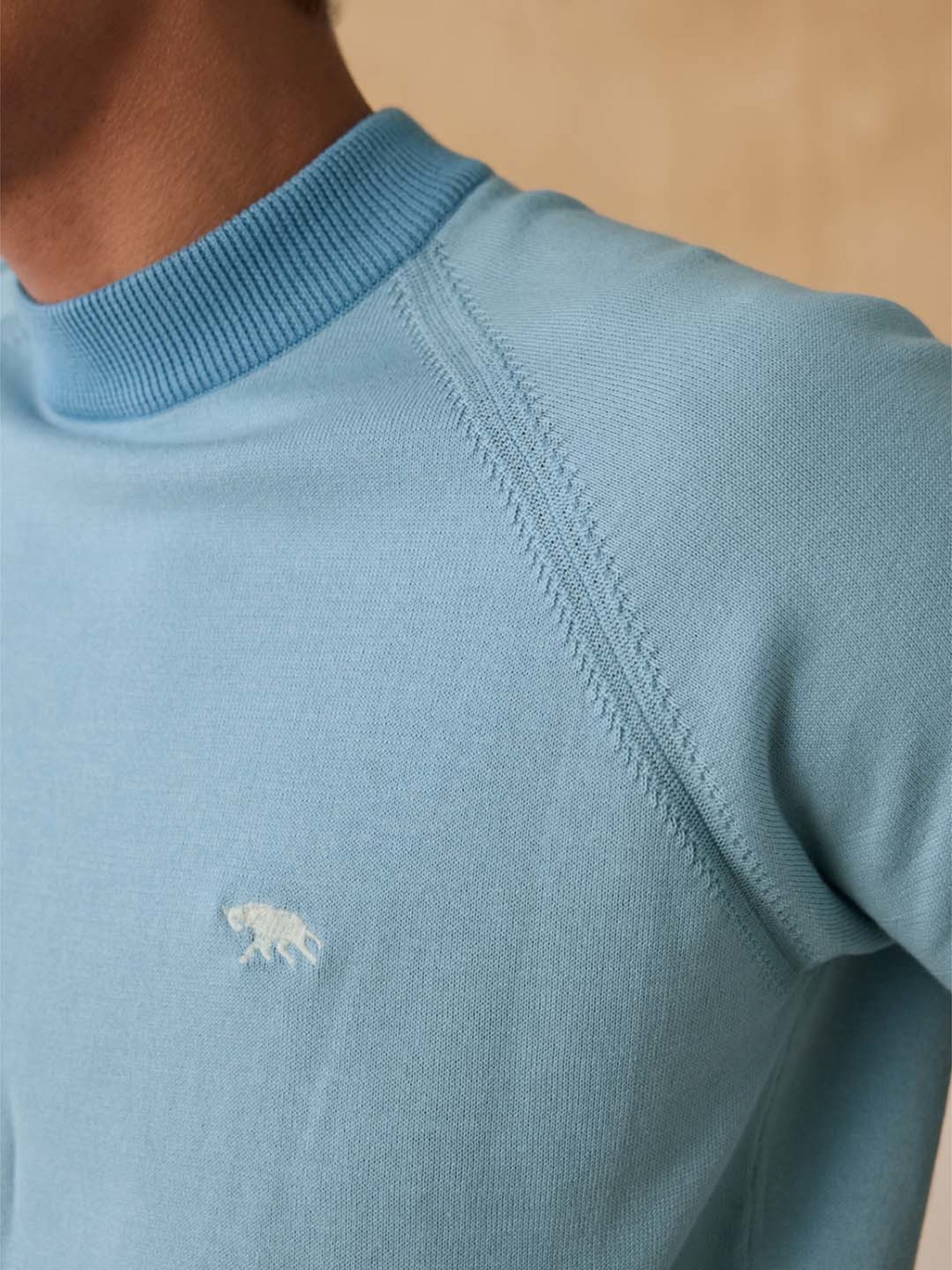 Andamen Blue Cotton Regular Fit T-Shirt