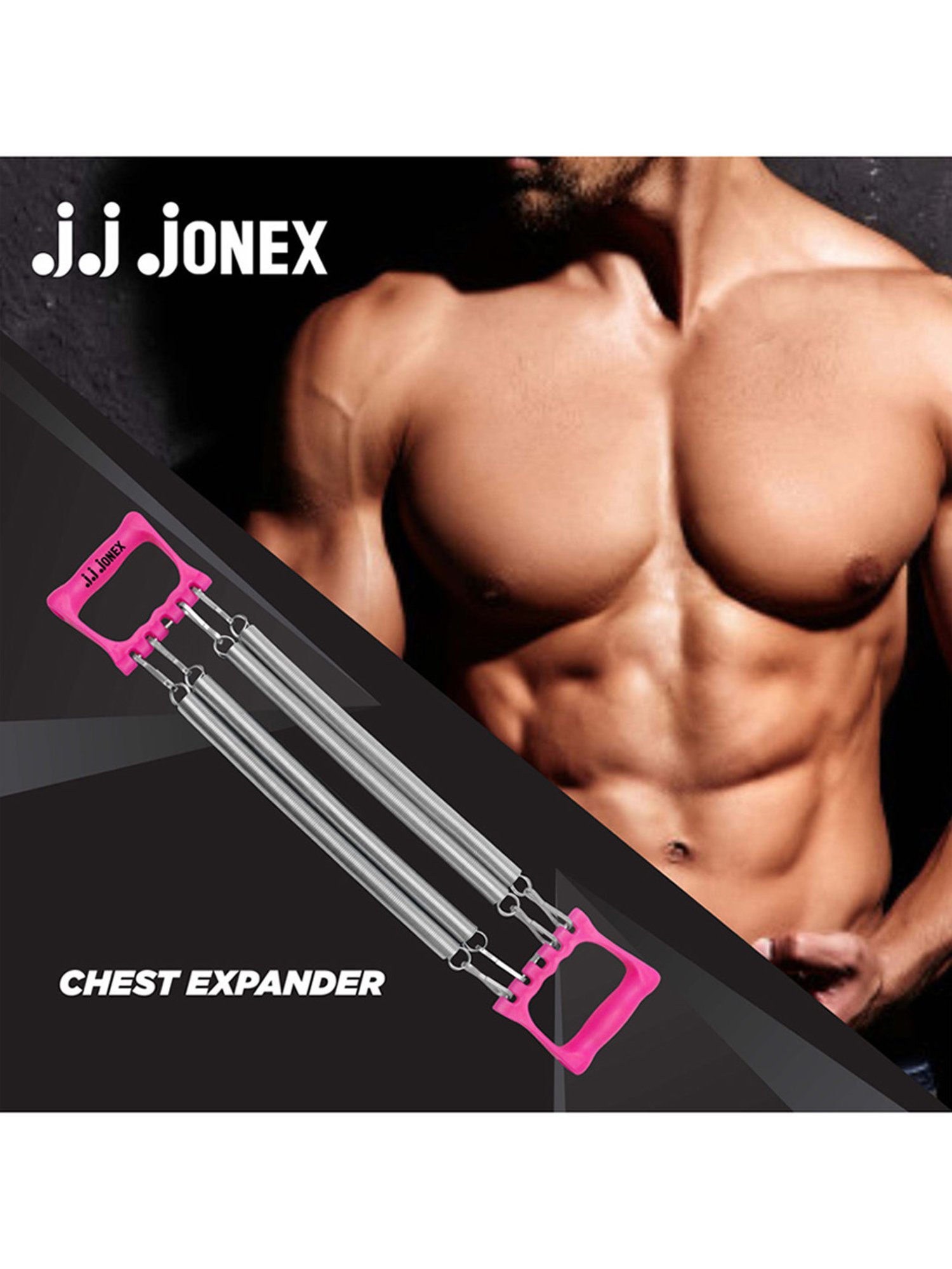 JJ Jonex Professional Gym Exercise Chest Pull Expander Fitness Puller 4 Spring (Pink)
