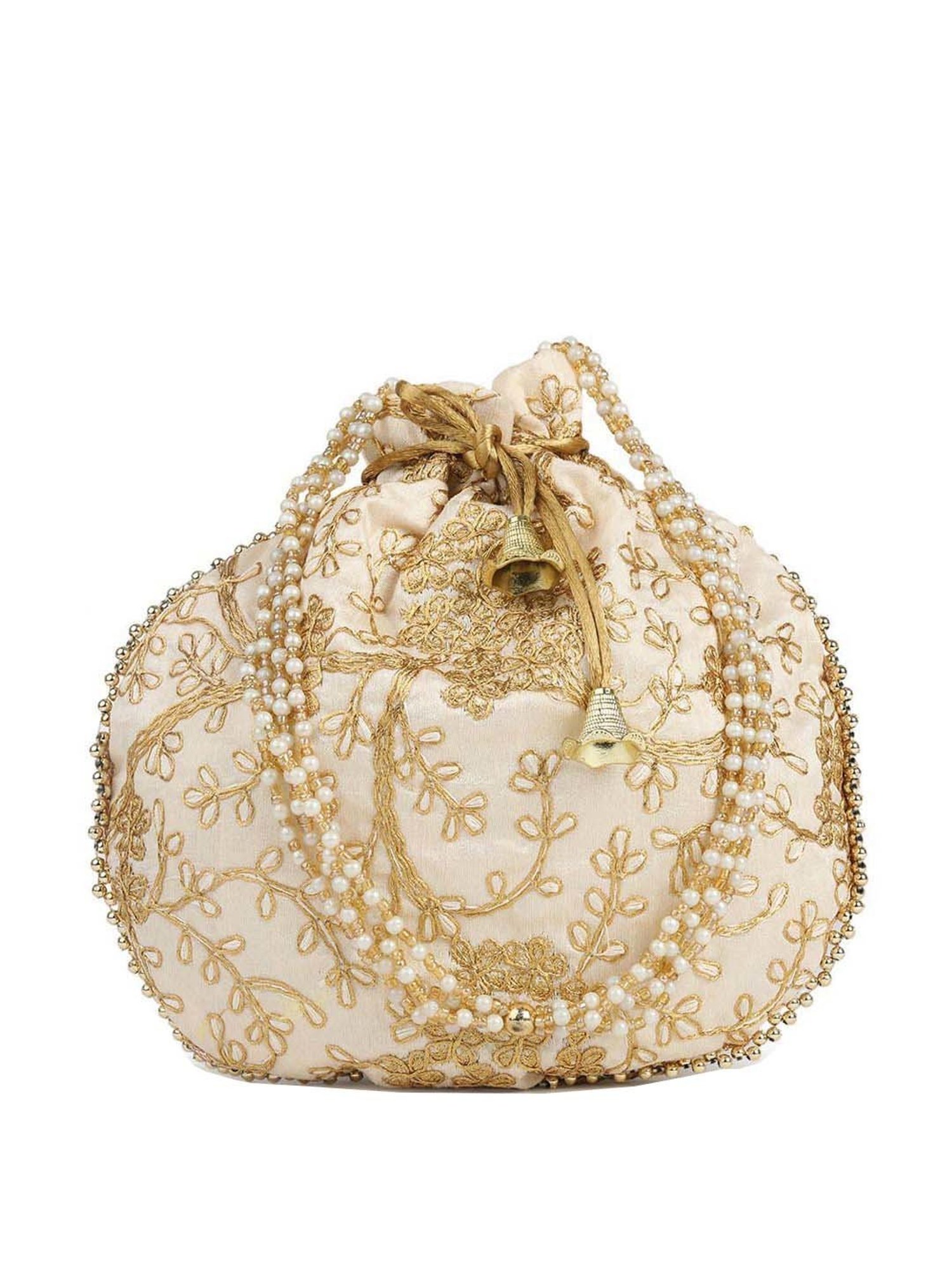 Gaurapakhi White Embroidered Potli