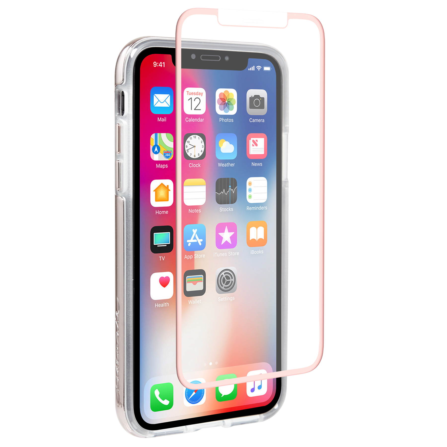 Case-Mate Bundle Screen Protector and Luminescent Case for iPhone Xs / X - Rose Gold