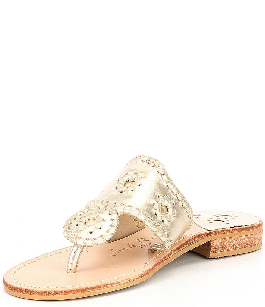 Jack Rogers Jacks Metallic Leather Flat Sandals