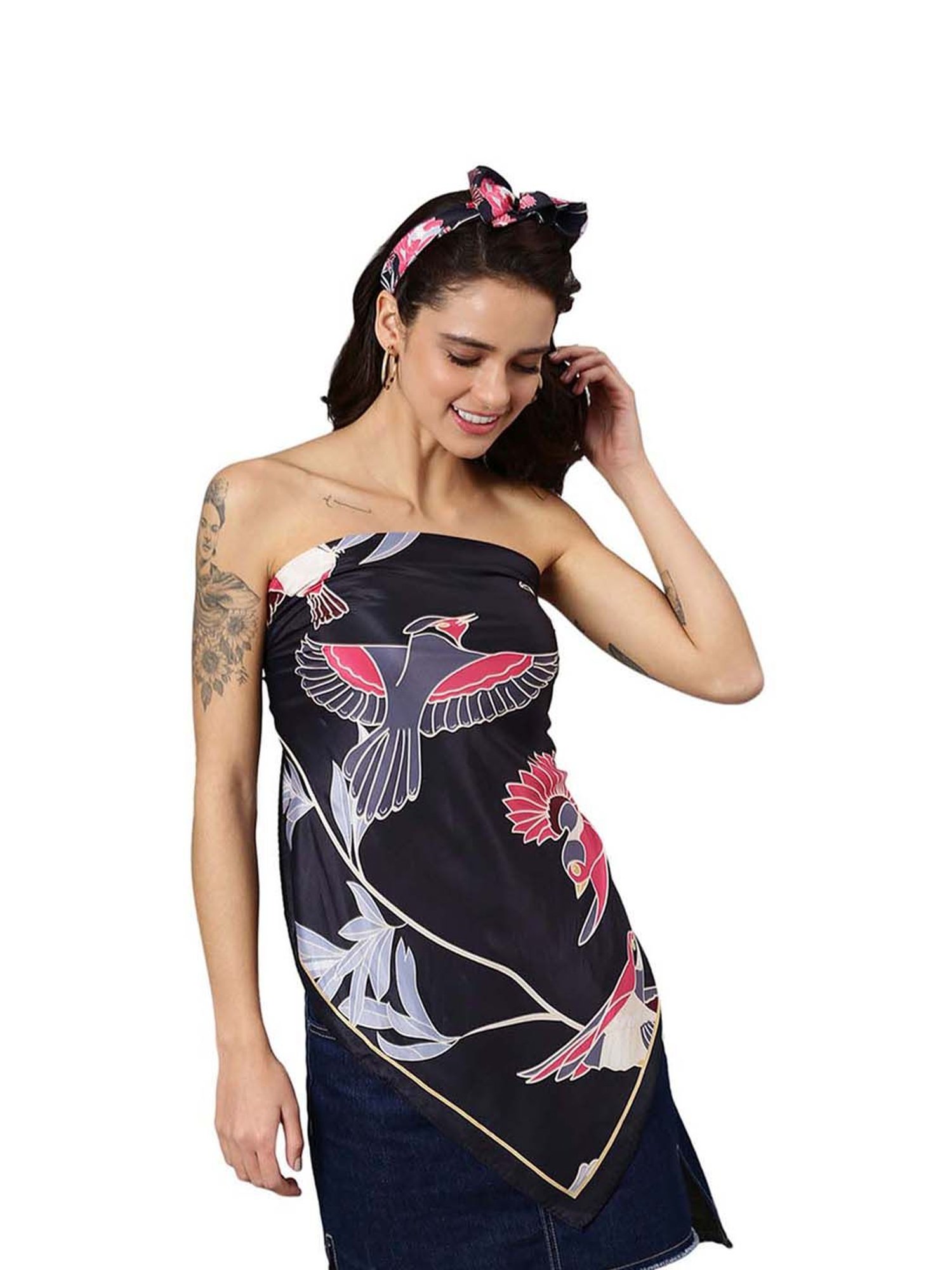 Tossido Black Printed Stole