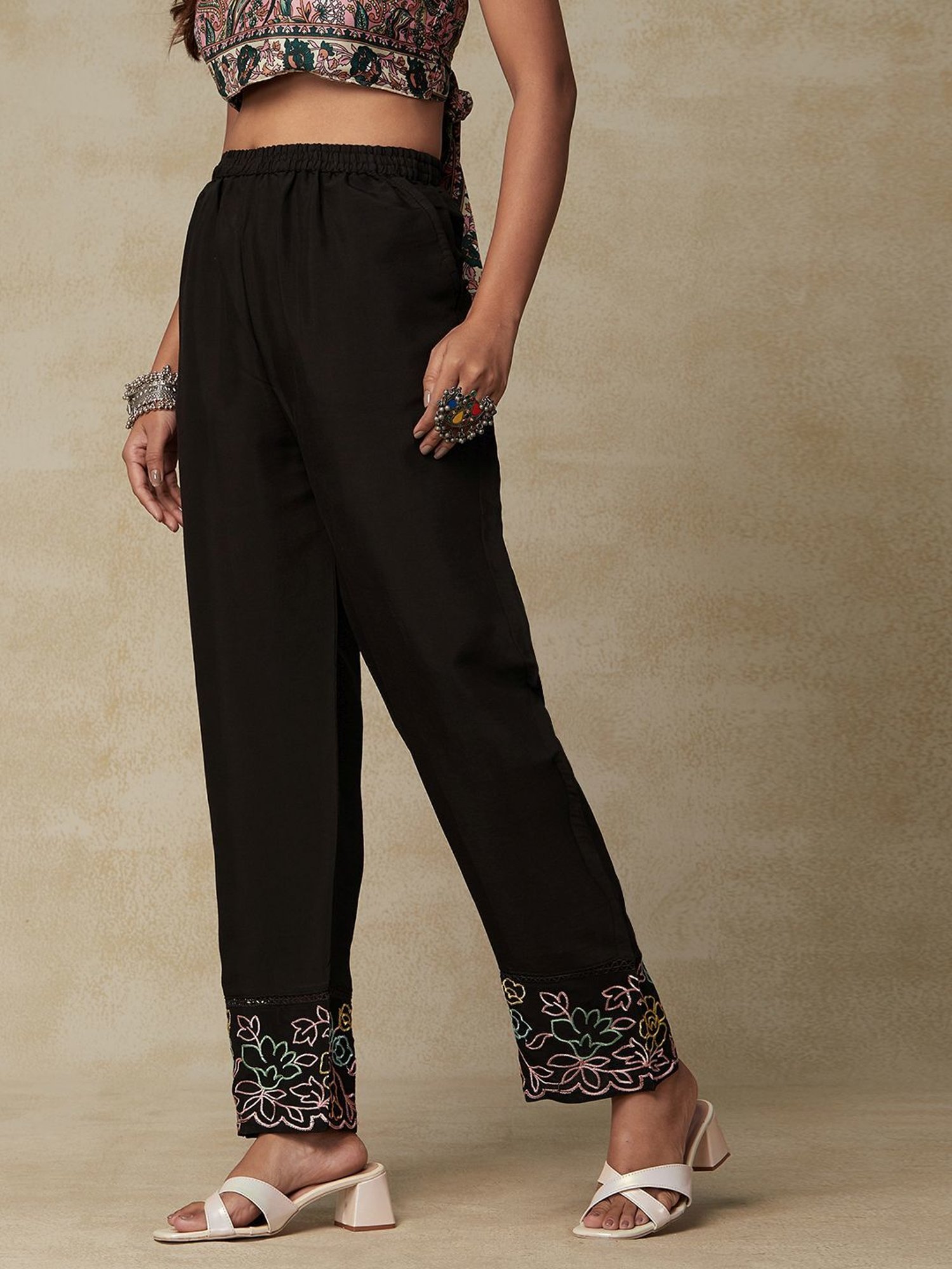 Fashor Black Embroidered Pants