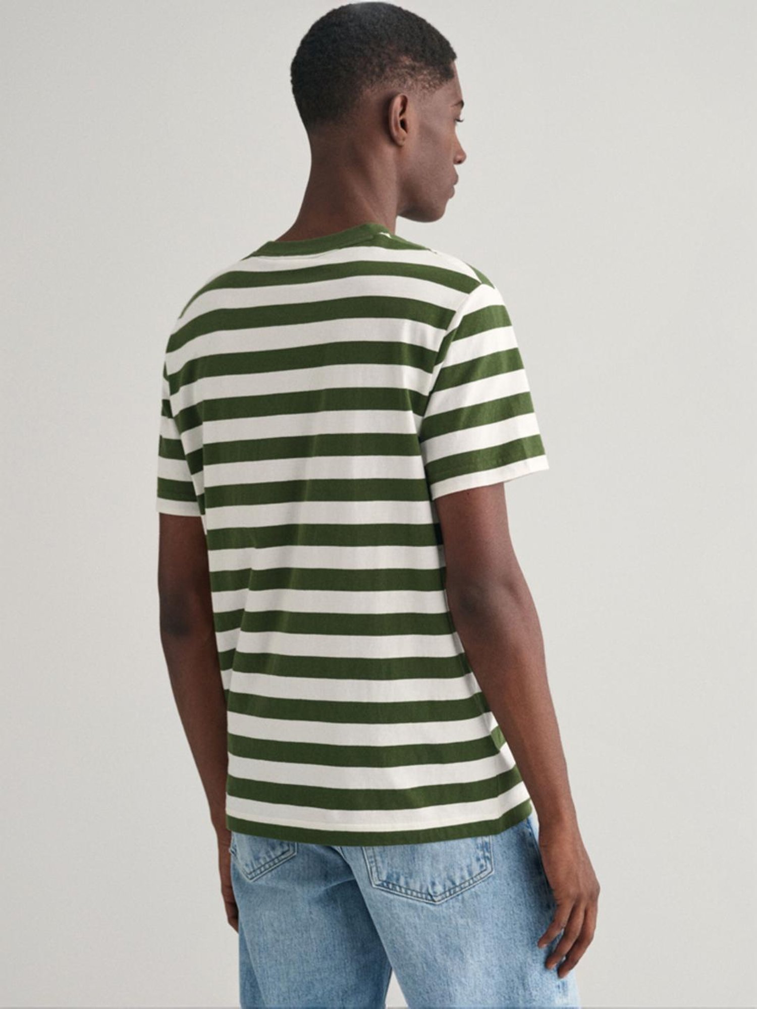 Gant Green Cotton Regular Fit Striped T-Shirt