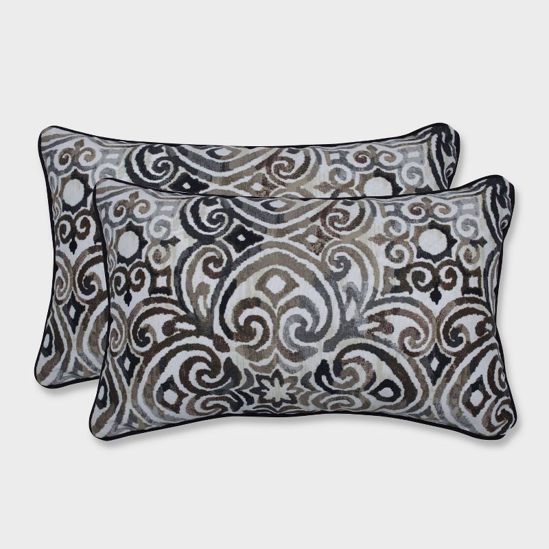 2pk Corrinthian Driftwood Rectangular Throw Pillows Black - Pillow Perfect
