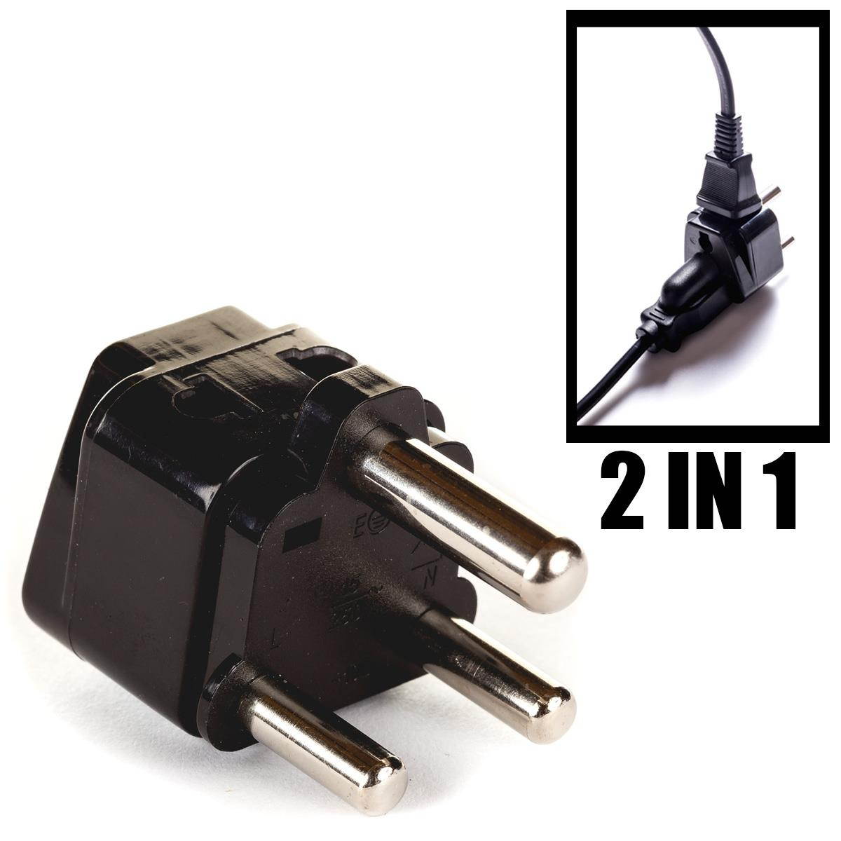 OREI 2 in 1 USA to South Africa Adapter Plug (Type M) - 2 Pack, Black