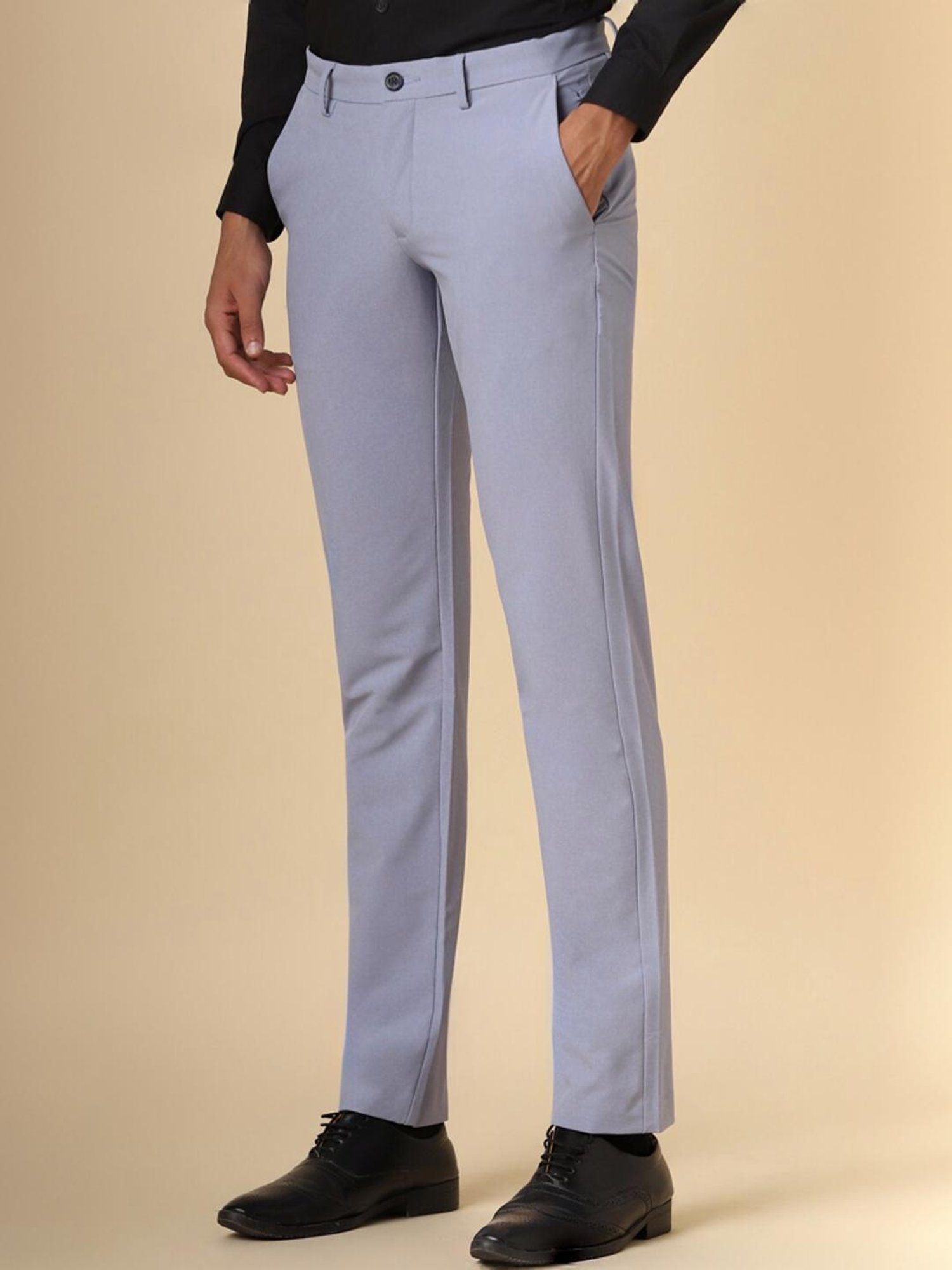 Allen Solly Blue Slim Fit Trousers