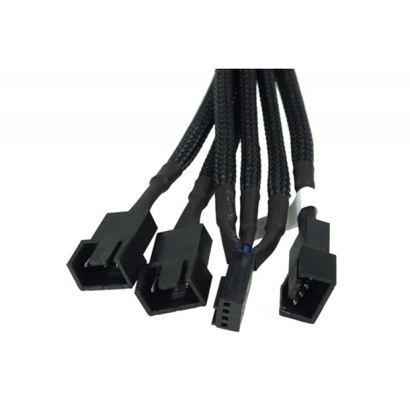 Phobya 4-Pin PWM to 3x 4-Pin PWM Cable - 30cm | Black (81098)