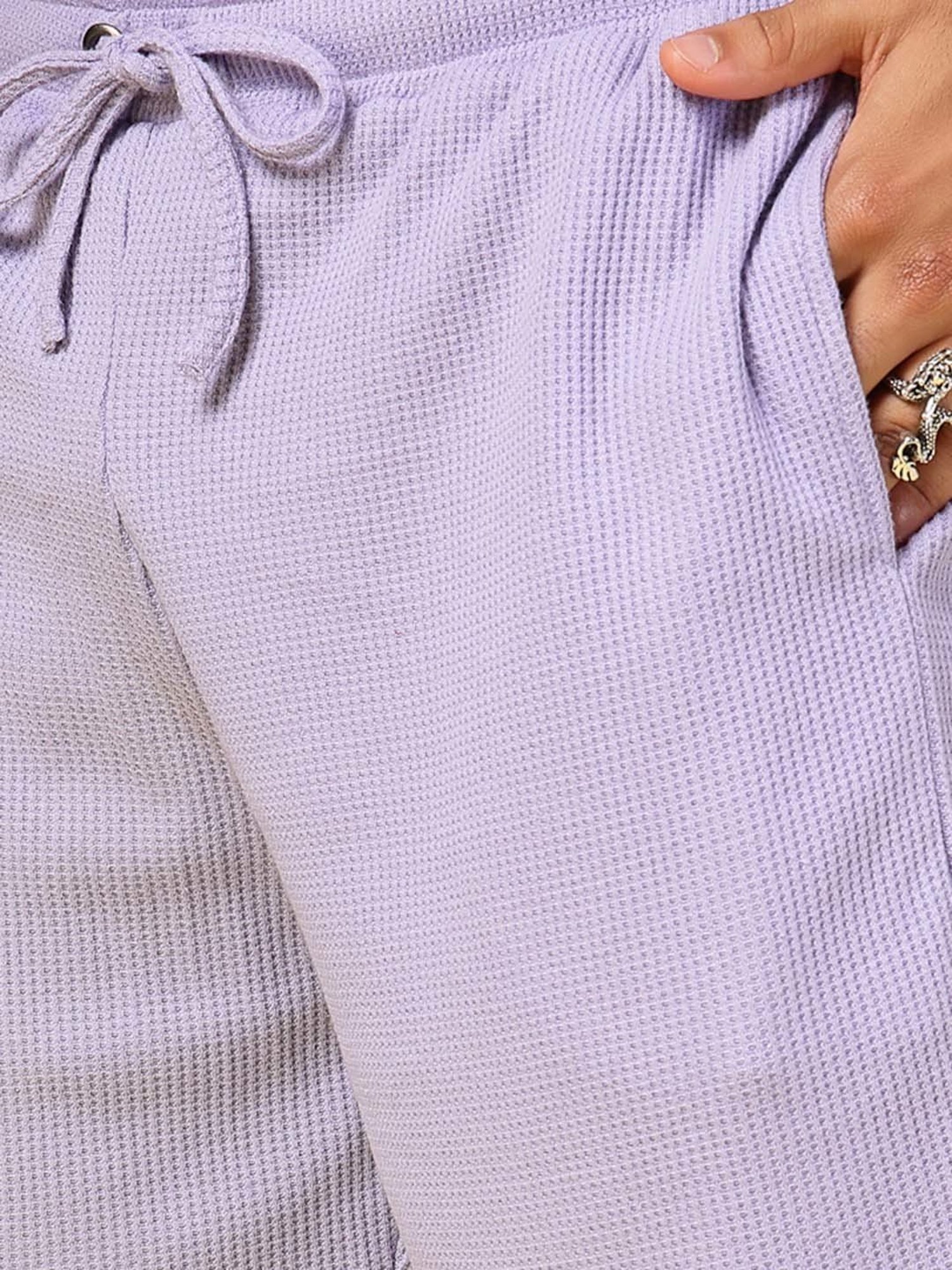 Rigo Light Purple Slim Fit Textured T-Shirt & Shorts Set