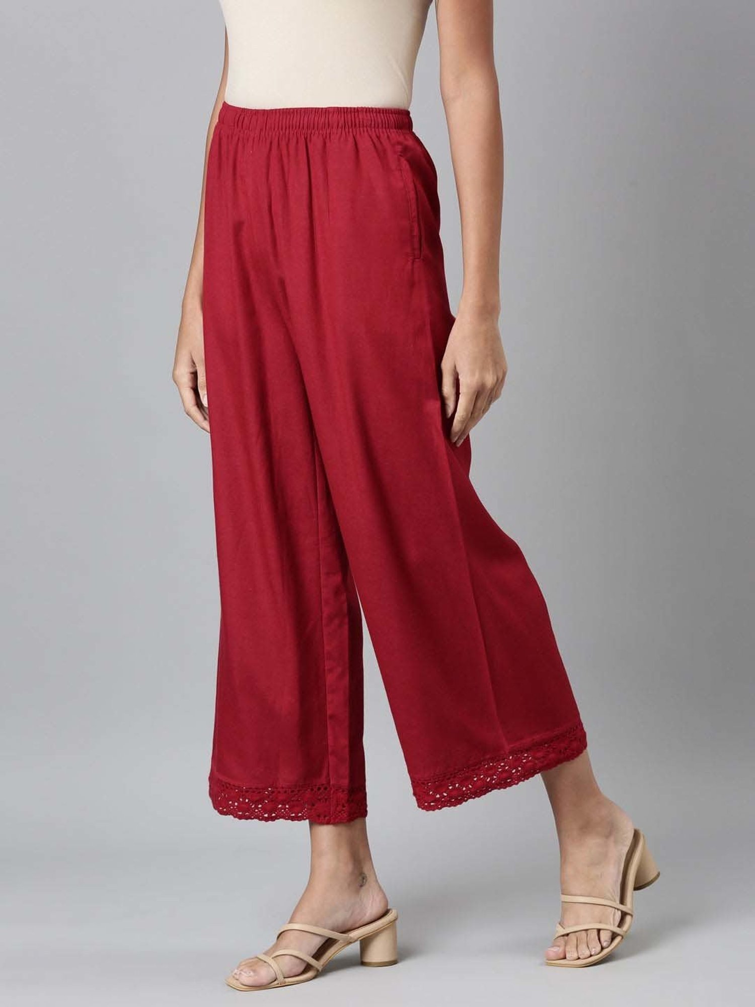 Go Colors! Maroon Linen Palazzos