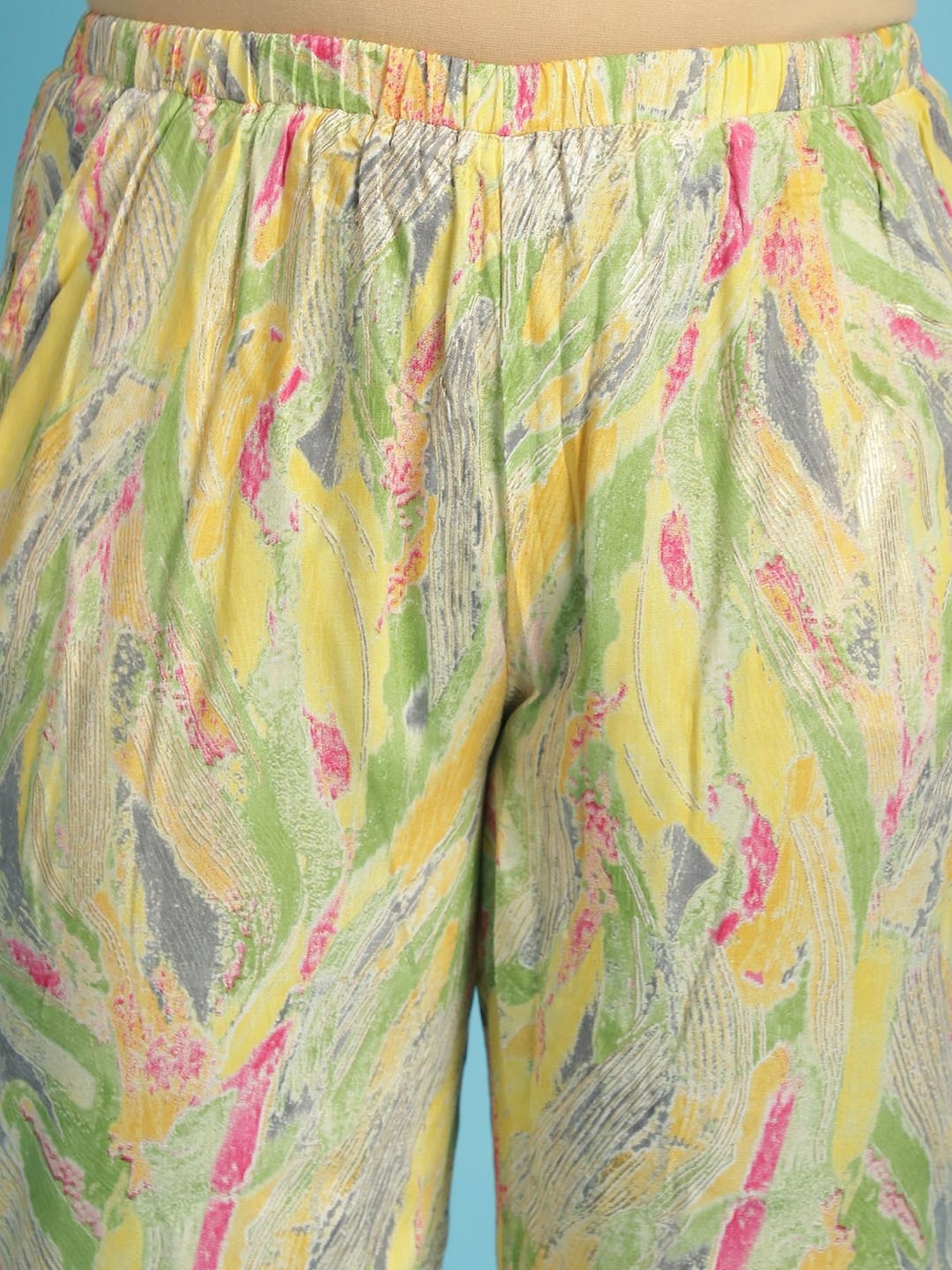 theRebelinme Yellow Printed High Rise Capris