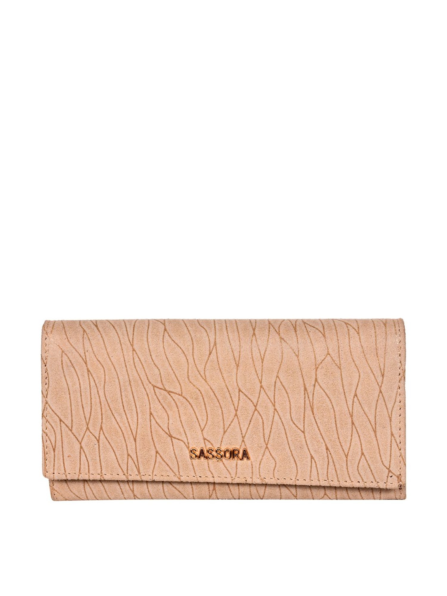 SASSORA Beige Printed Rfid Wallet for Women